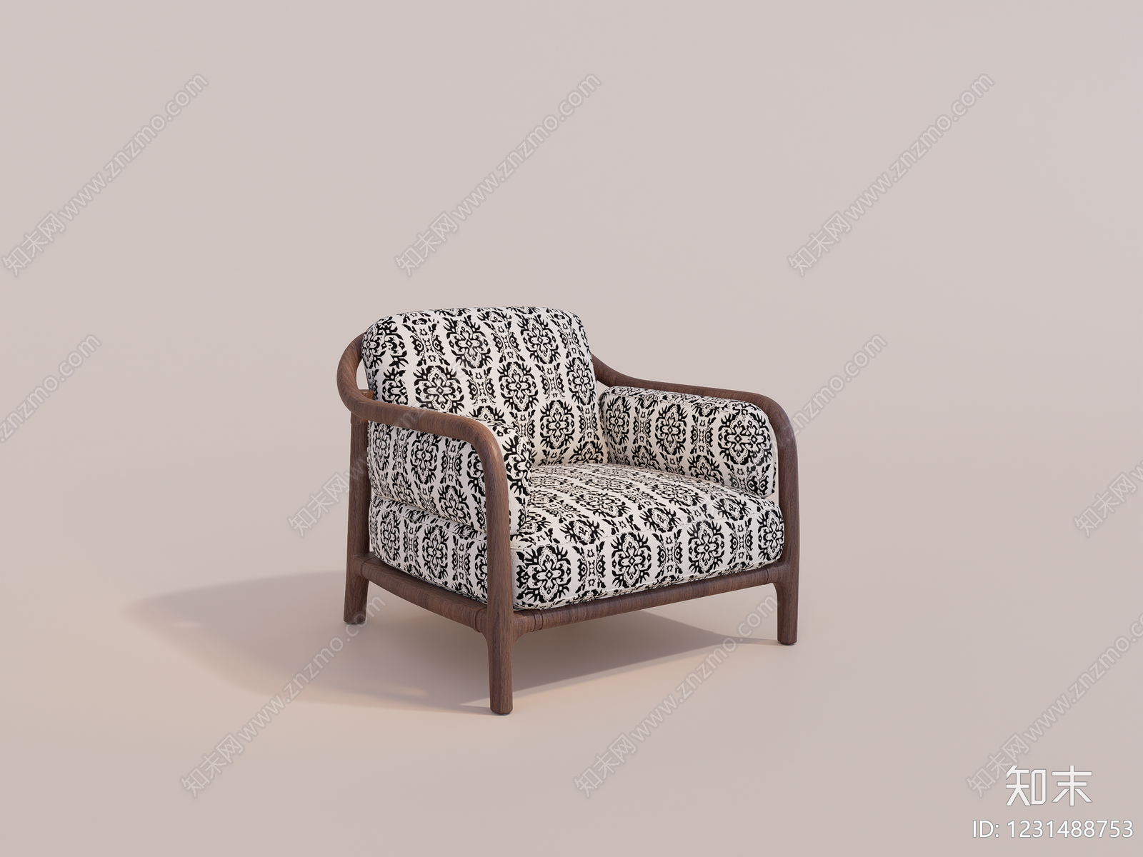 中古风单人沙发SU模型下载【ID:1231488753】