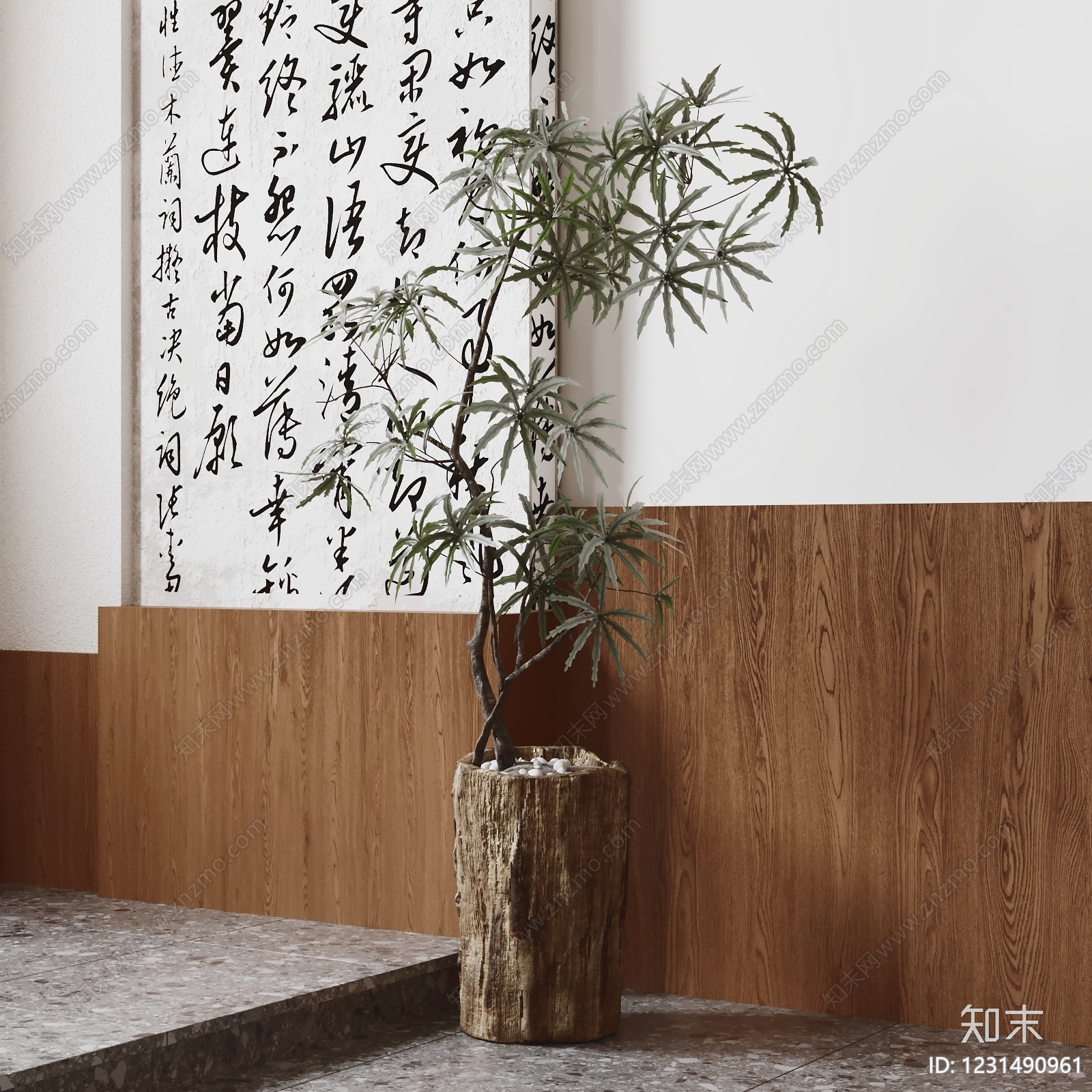 新中式盆栽3D模型下载【ID:1231490961】