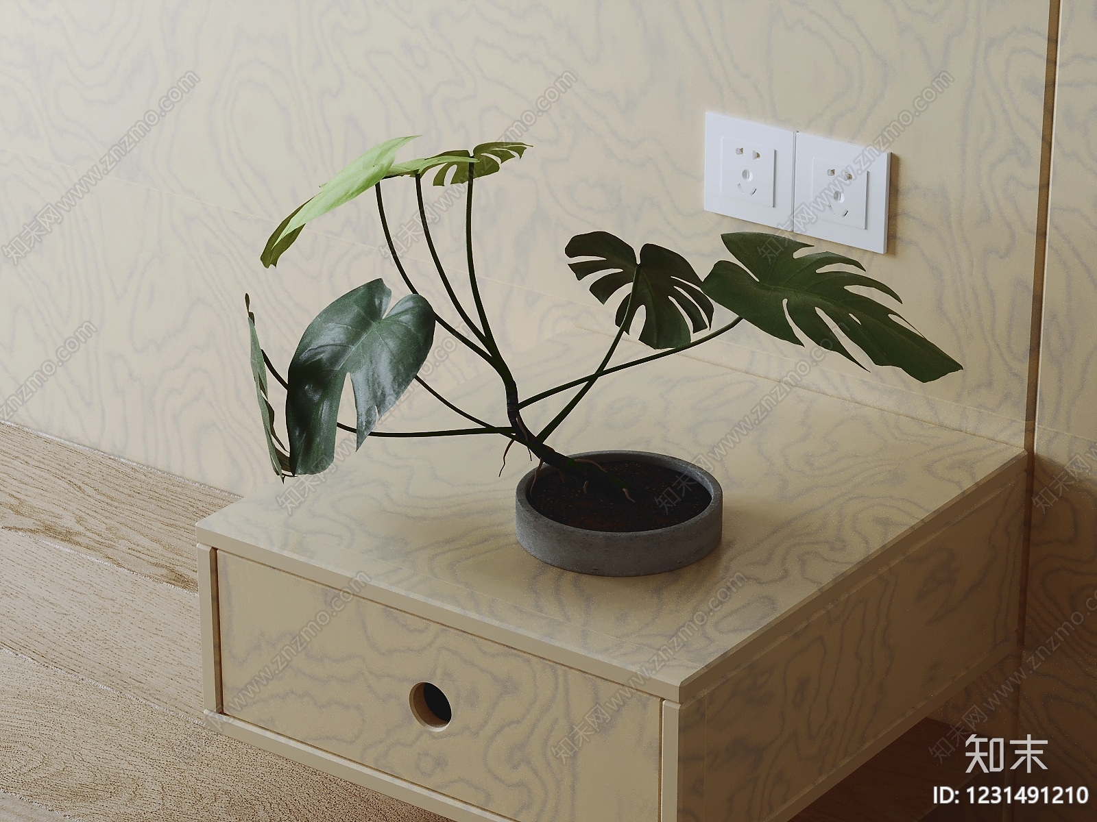 原木风绿植摆件3D模型下载【ID:1231491210】