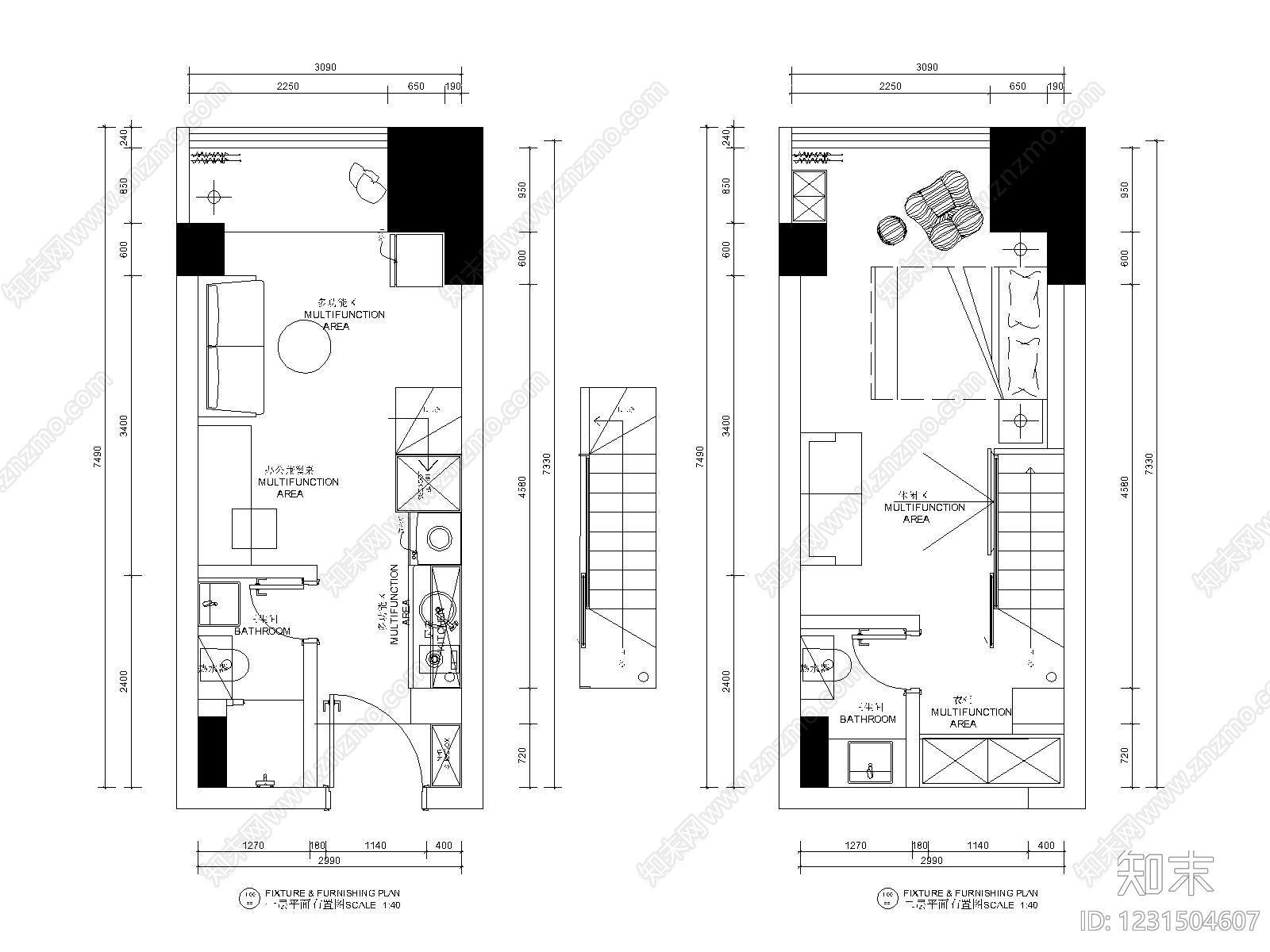 公寓cad施工图下载【ID:1231504607】