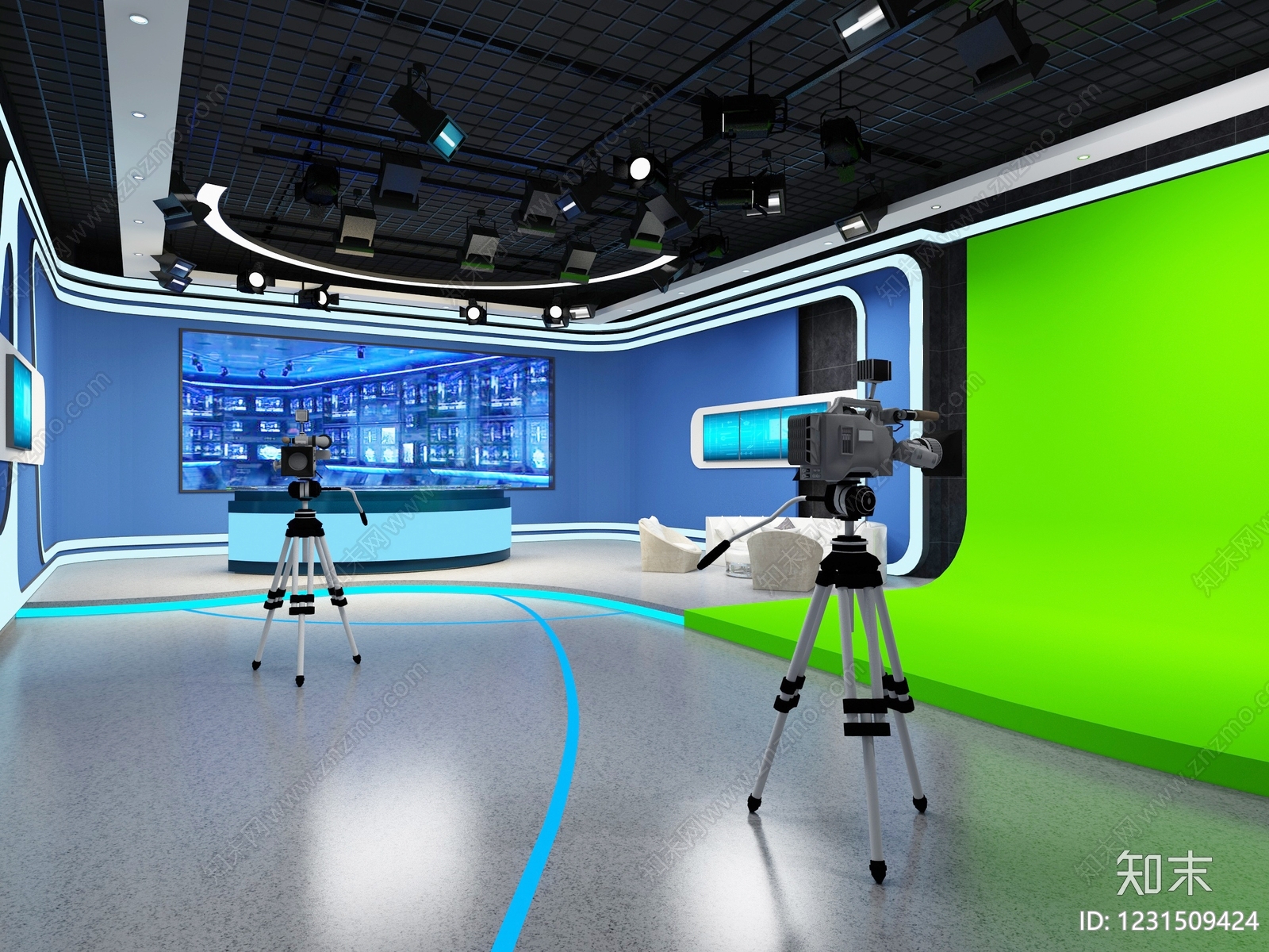 赛博朋克风直播间3D模型下载【ID:1231509424】