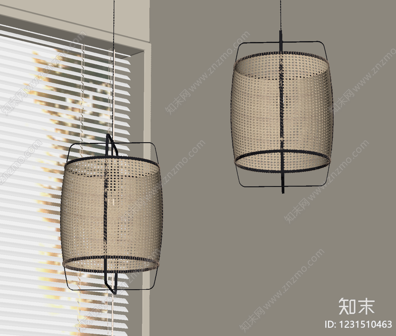侘寂吊灯组合SU模型下载【ID:1231510463】