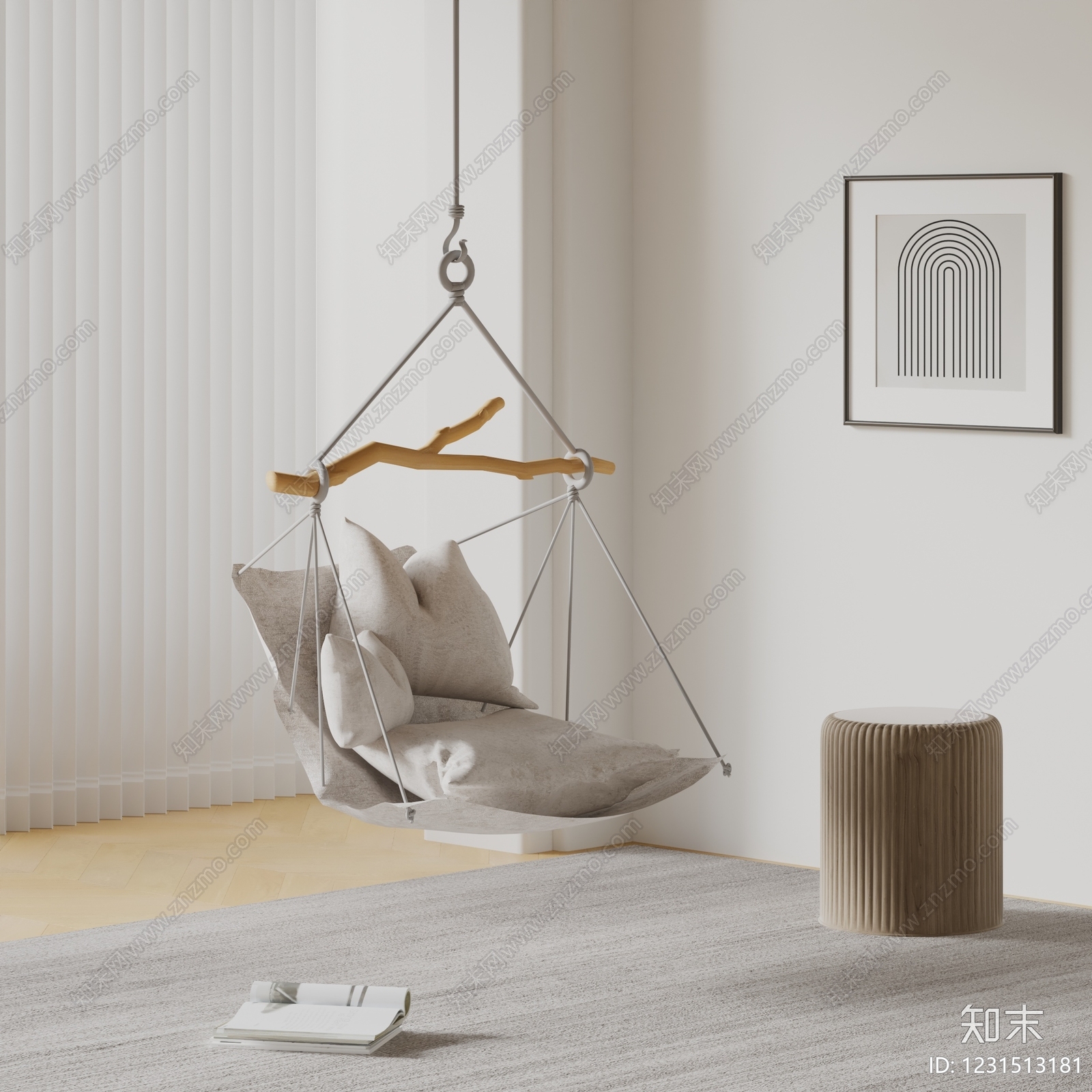 原木风吊椅3D模型下载【ID:1231513181】
