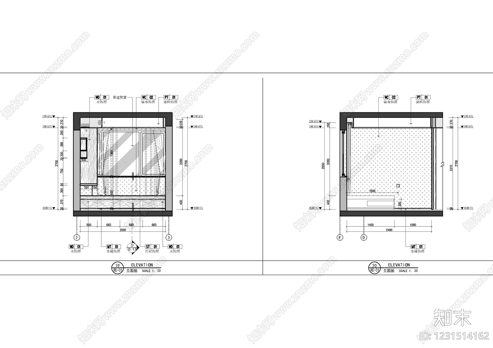 家装立面图cad施工图下载【ID:1231514162】