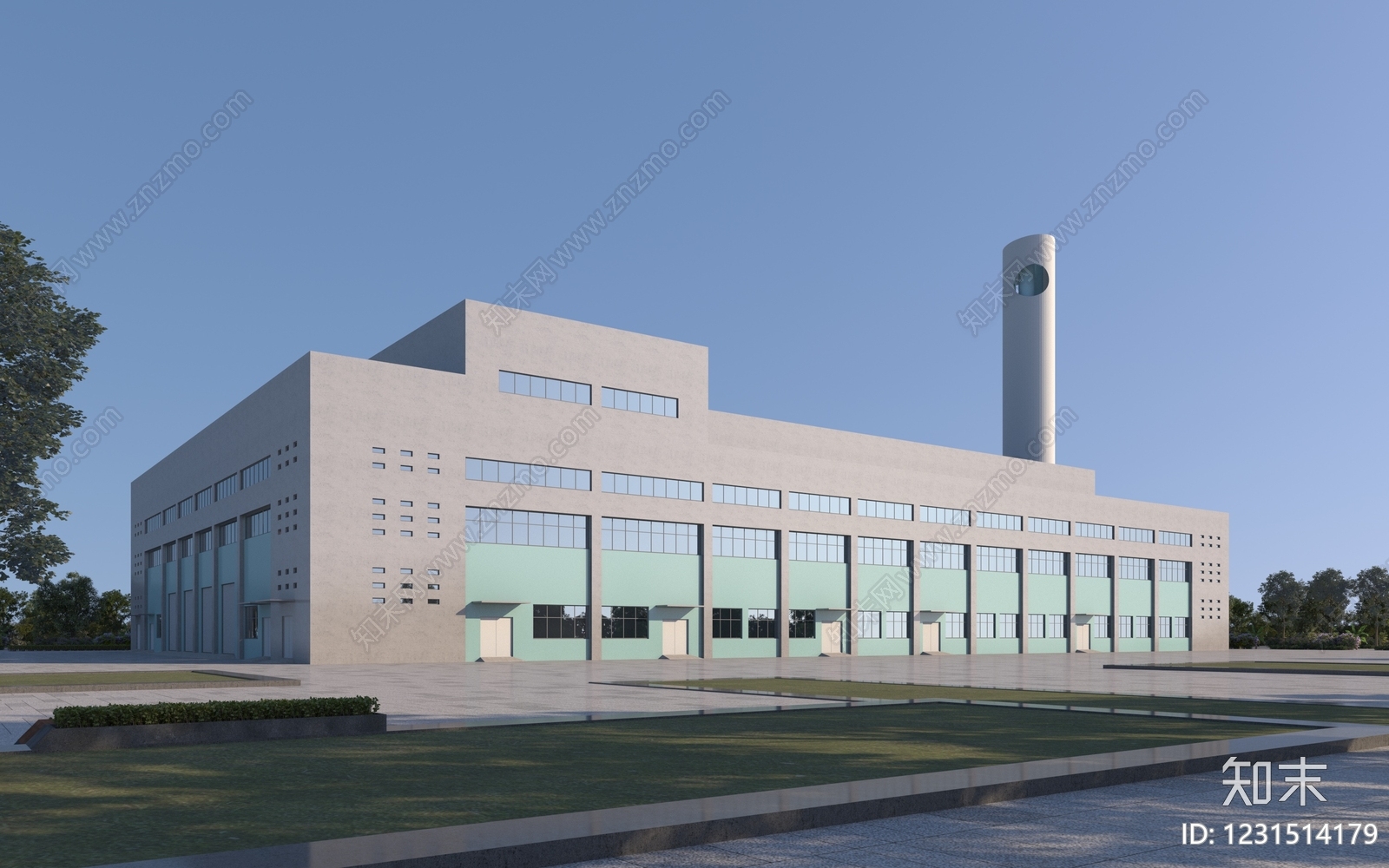 现代主义厂房3D模型下载【ID:1231514179】