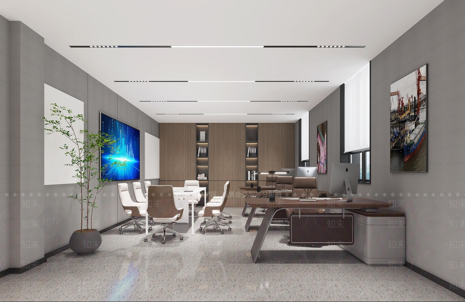 现代简约办公区3D模型下载【ID:1231514822】