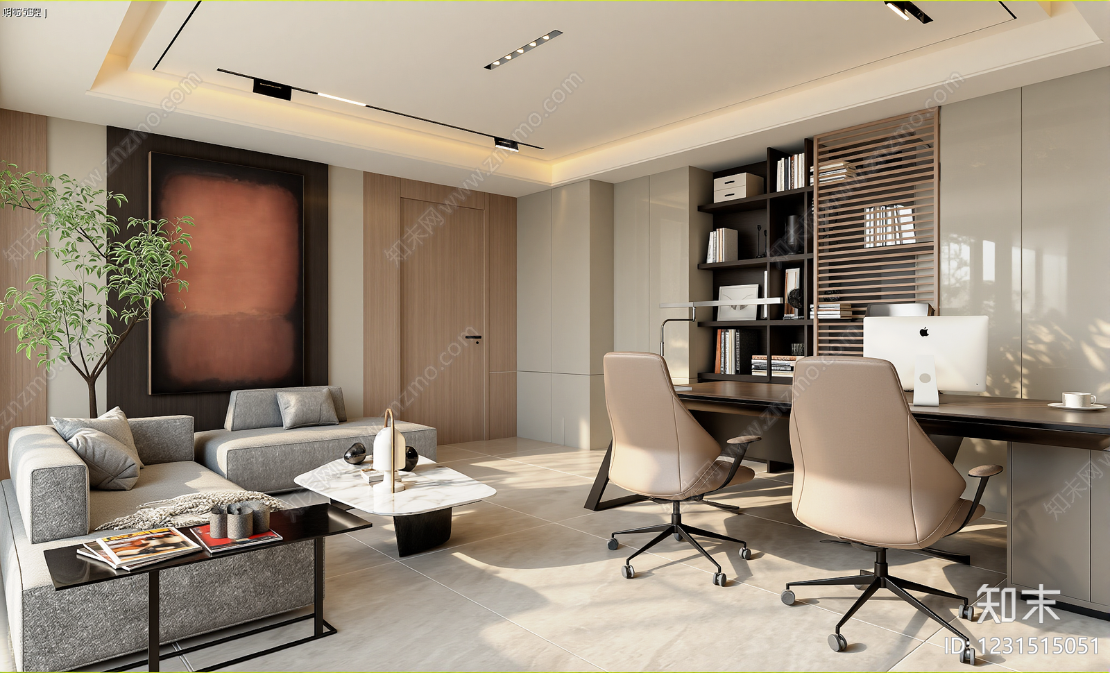 现代简约经理办公室3D模型下载【ID:1231515051】