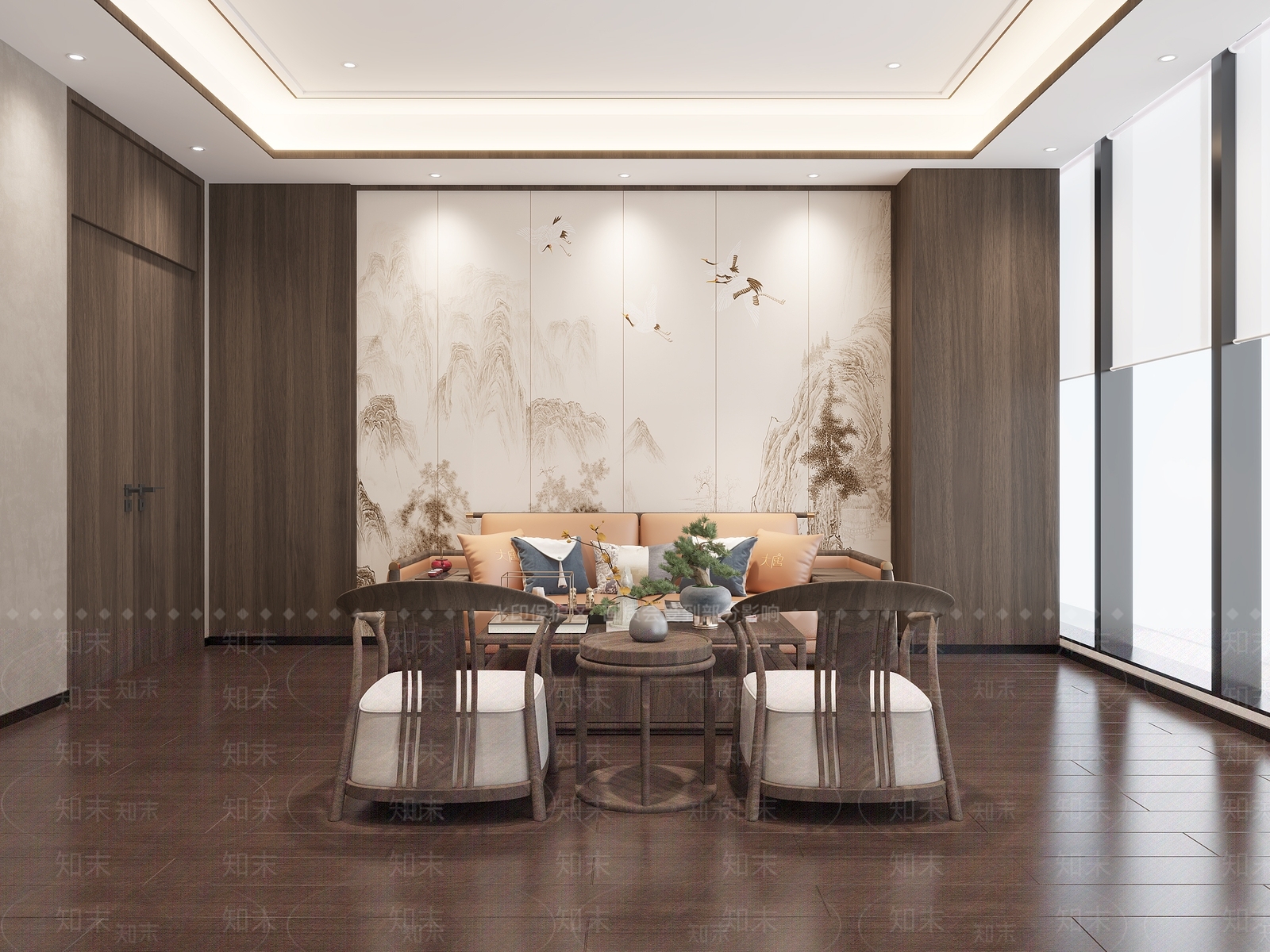 新中式会议室3D模型下载【ID:1231515062】