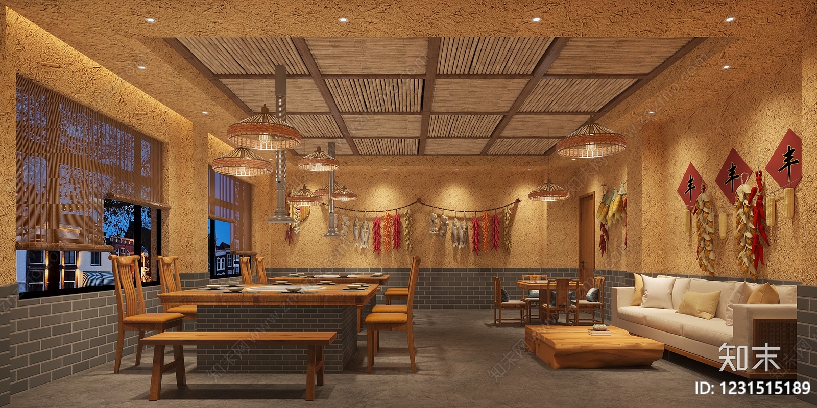新中式火锅店3D模型下载【ID:1231515189】