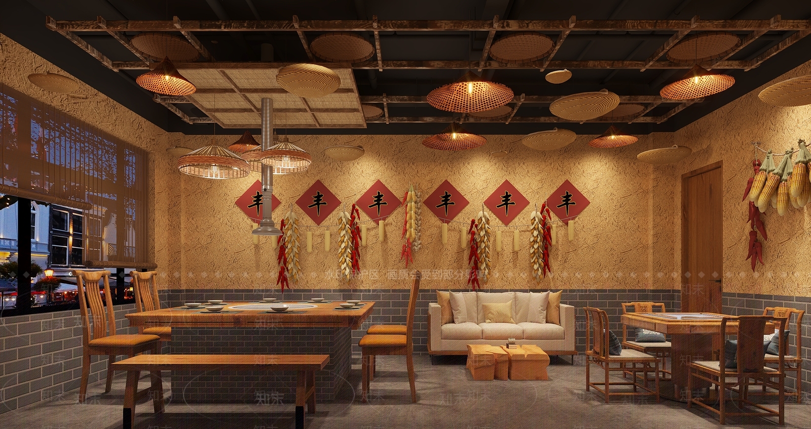 新中式火锅店3D模型下载【ID:1231515189】