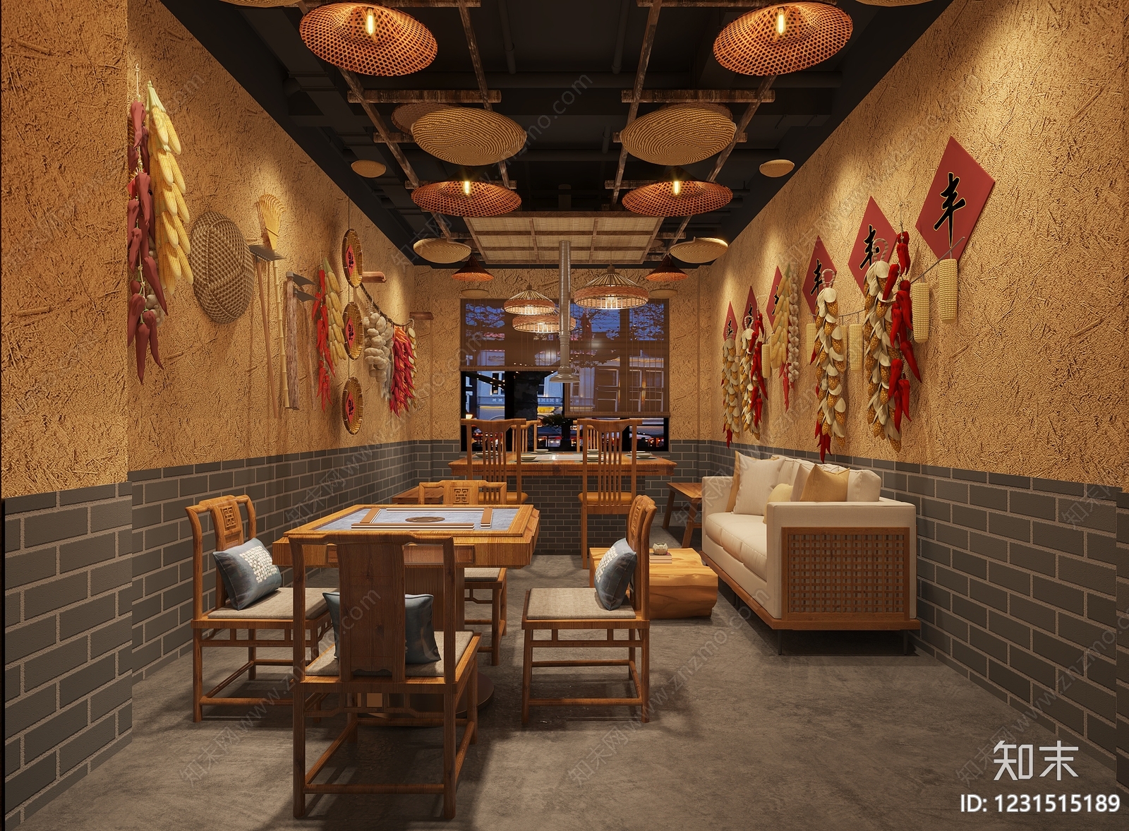 新中式火锅店3D模型下载【ID:1231515189】