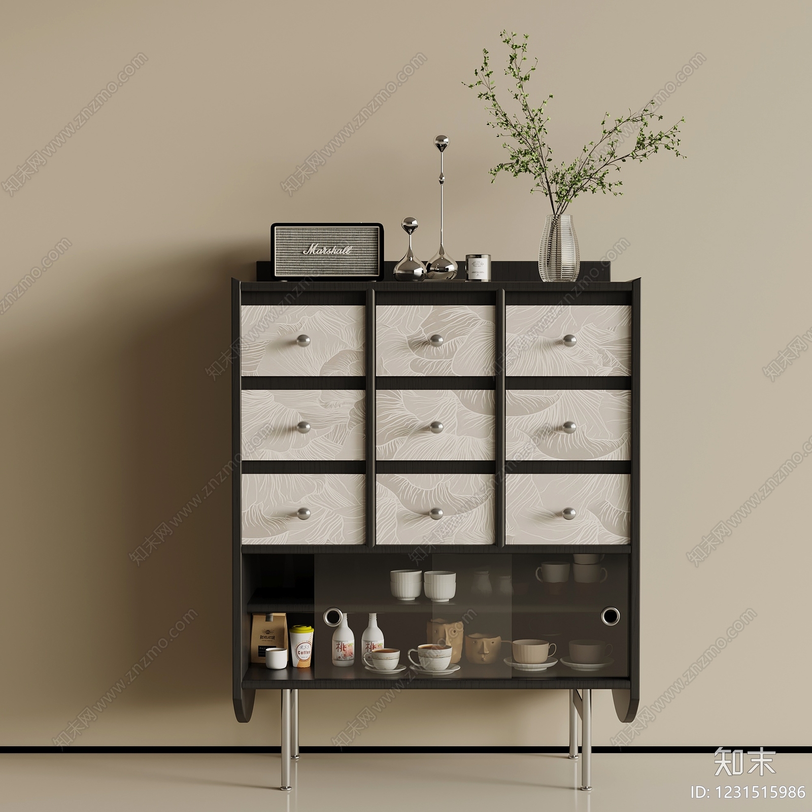 轻奢餐边柜SU模型下载【ID:1231515986】