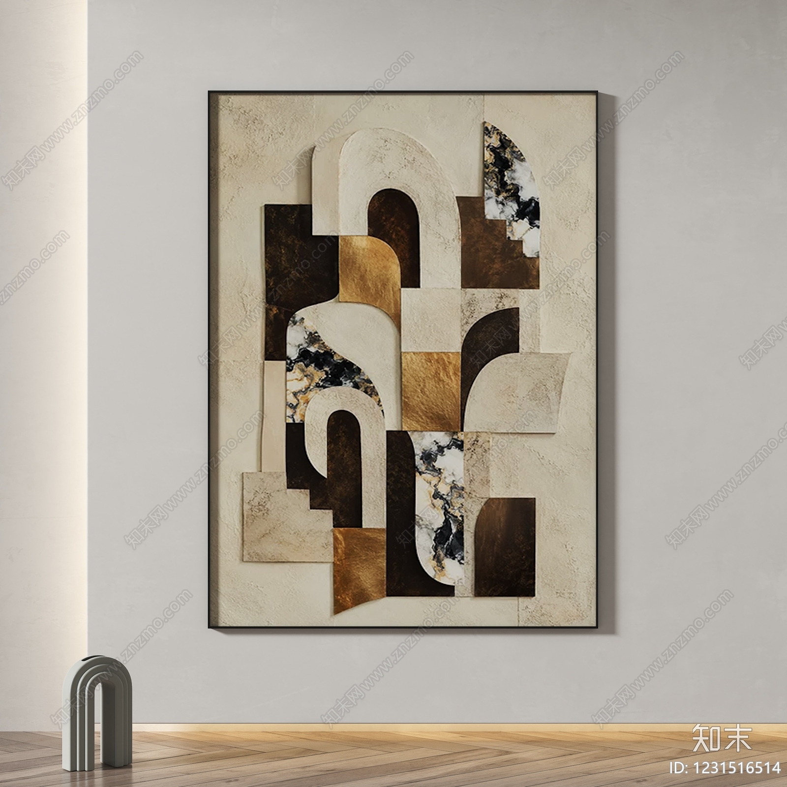 轻奢抽象挂画3D模型下载【ID:1231516514】