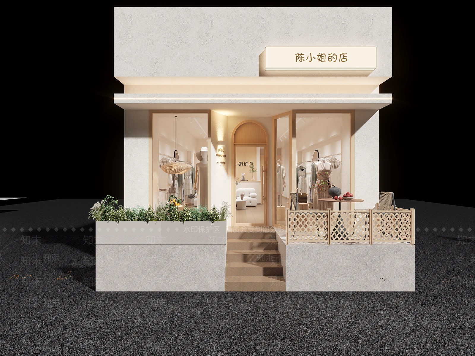 奶油风服装店3D模型下载【ID:1231519710】