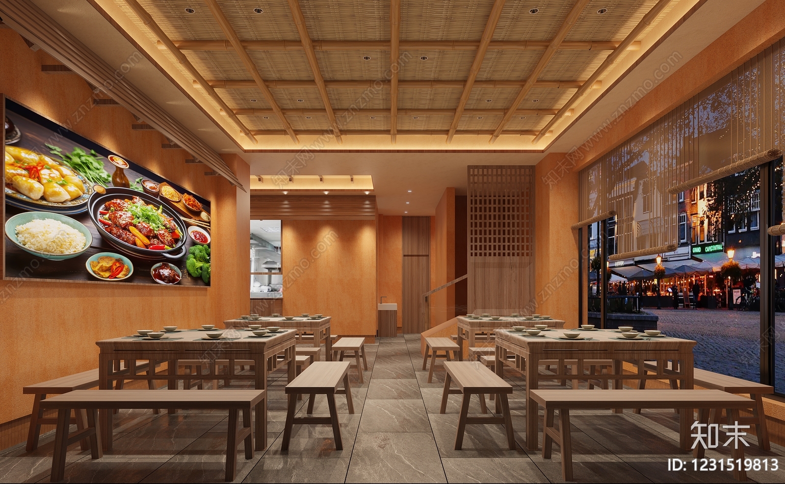 新中式中餐厅3D模型下载【ID:1231519813】