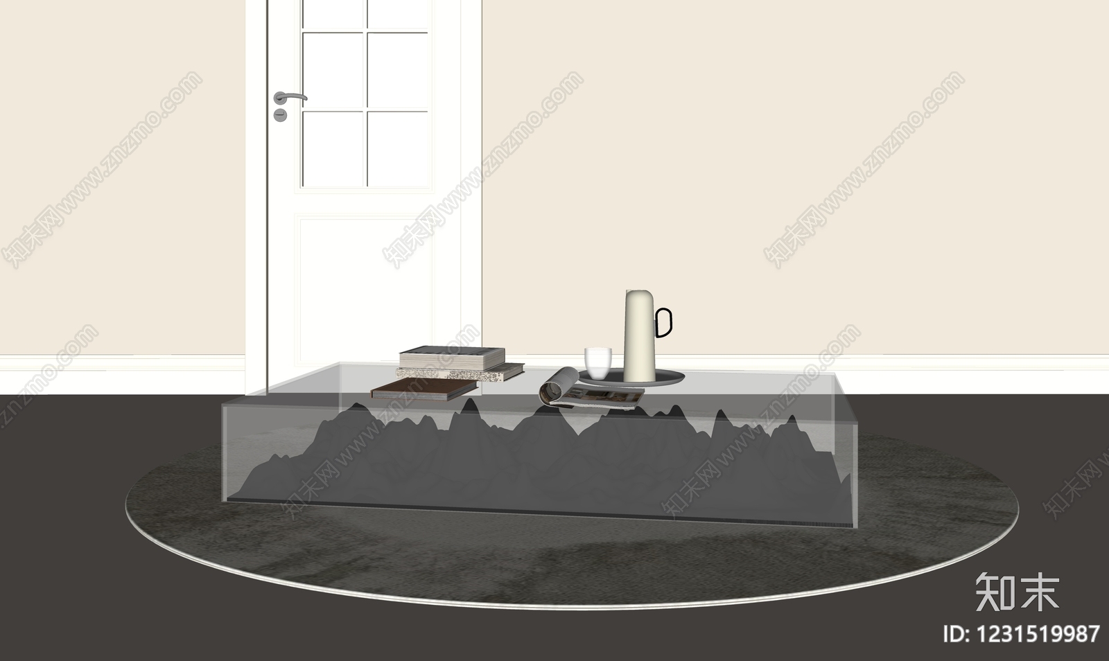 新中式茶几SU模型下载【ID:1231519987】