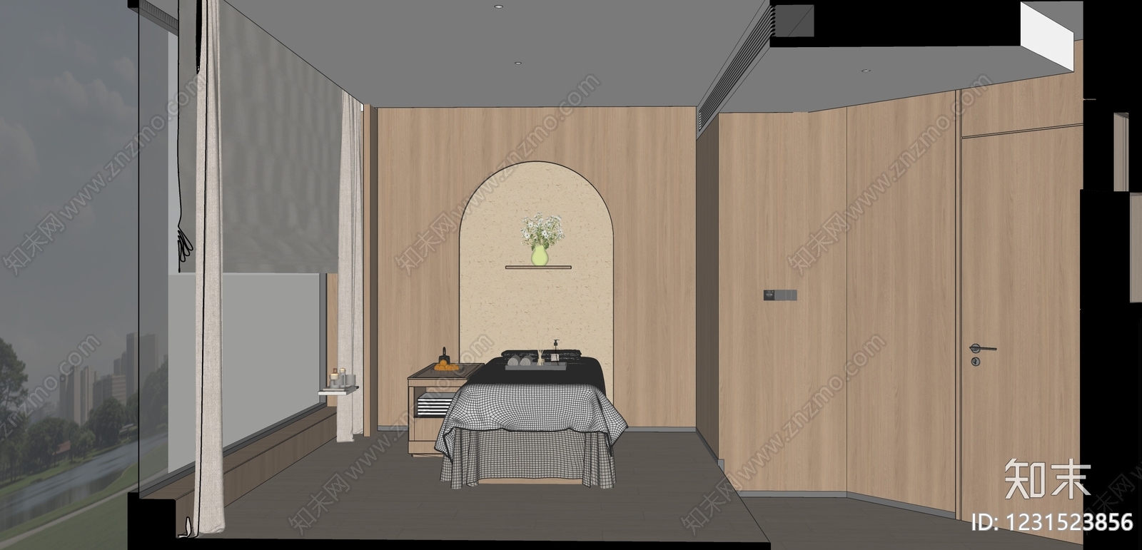 原木风美容院SU模型下载【ID:1231523856】