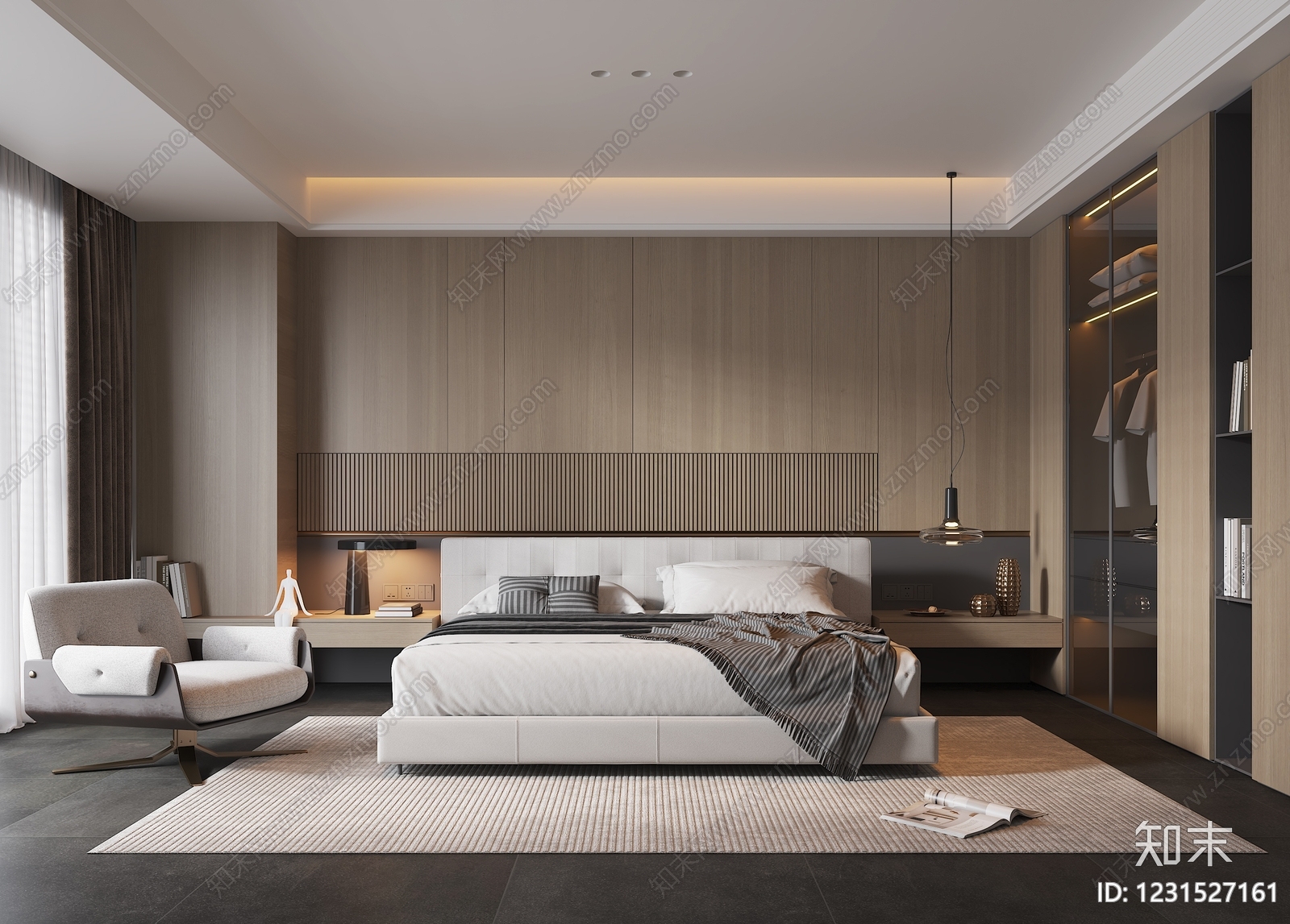 意式极简主卧3D模型下载【ID:1231527161】