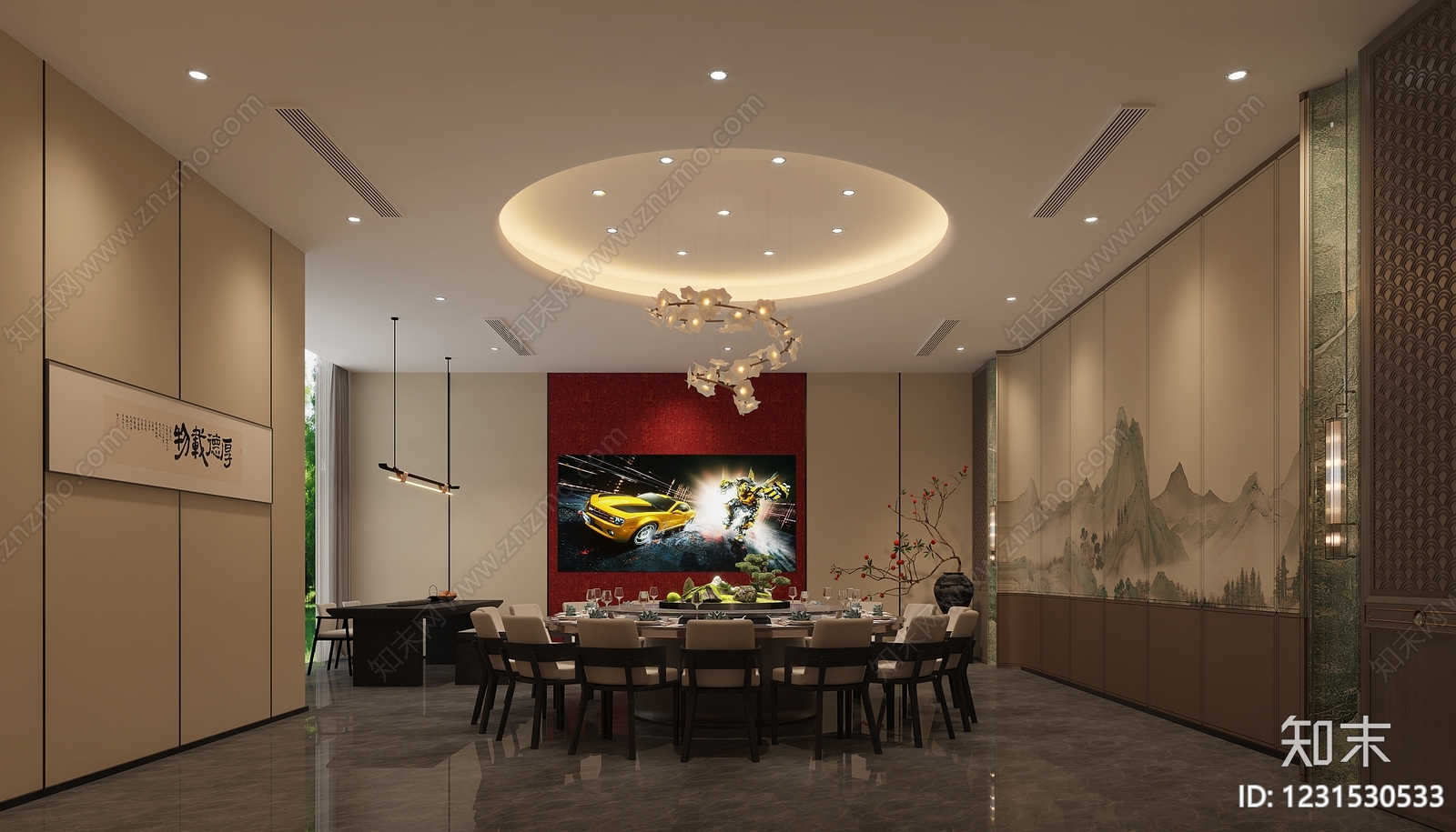 新中式包厢3D模型下载【ID:1231530533】