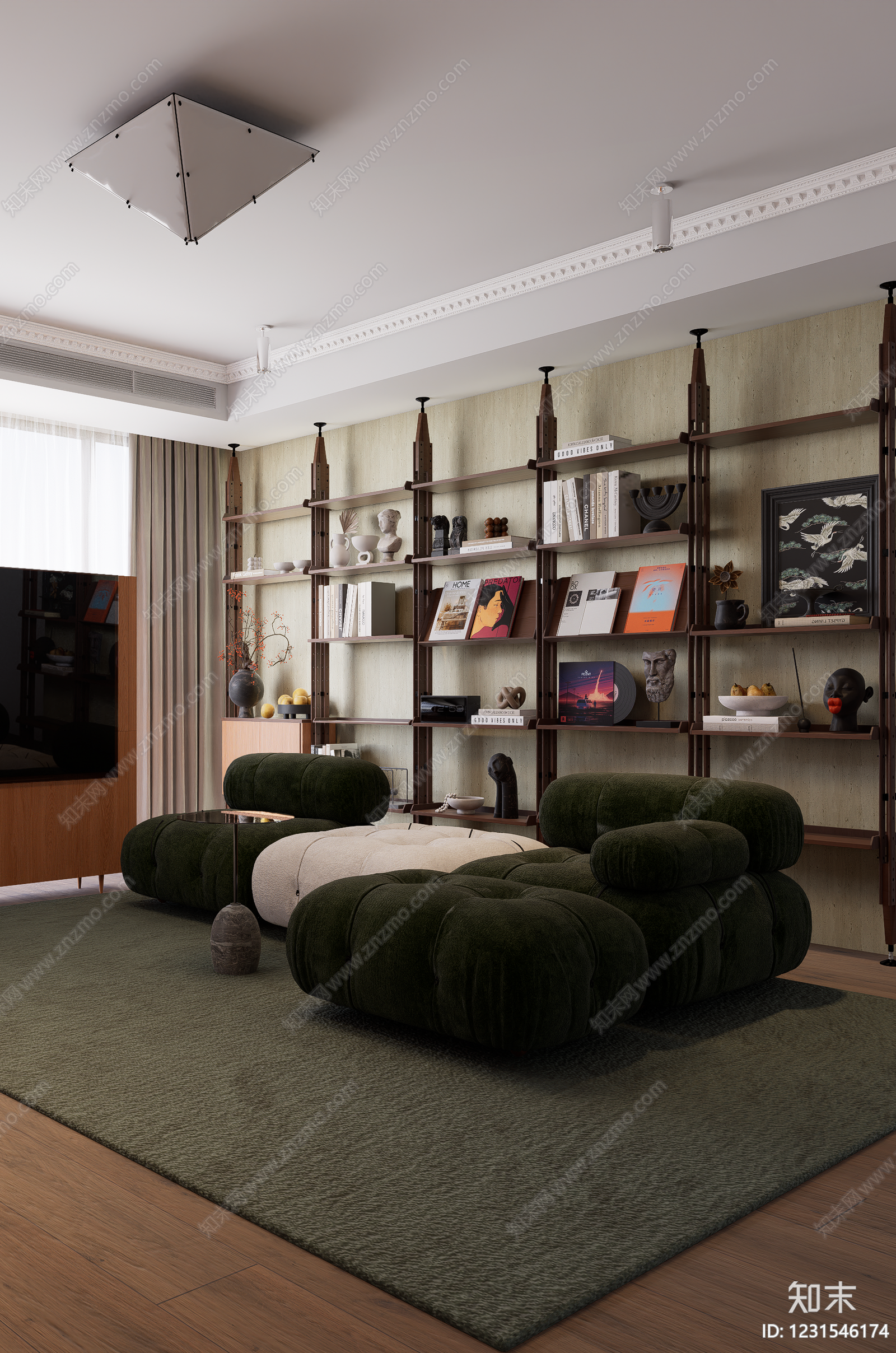 中古风家居客厅3D模型下载【ID:1231546174】