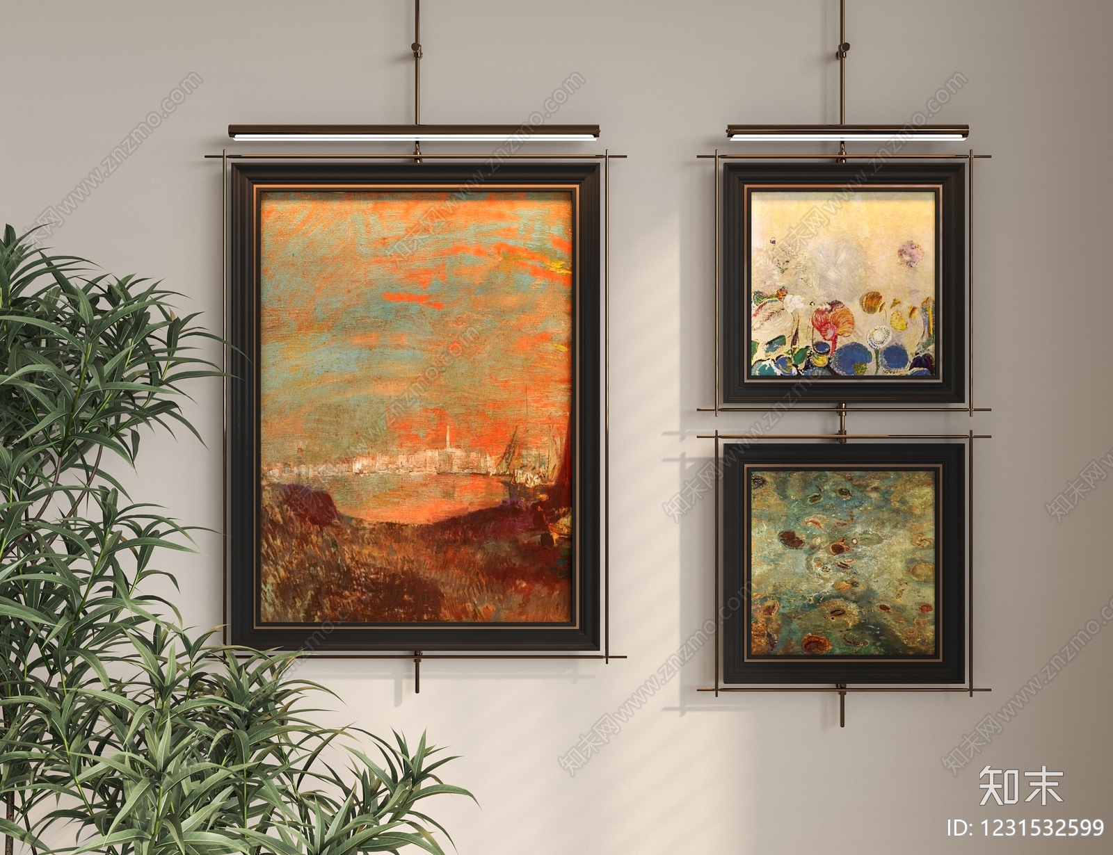 中古风组合画3D模型下载【ID:1231532599】