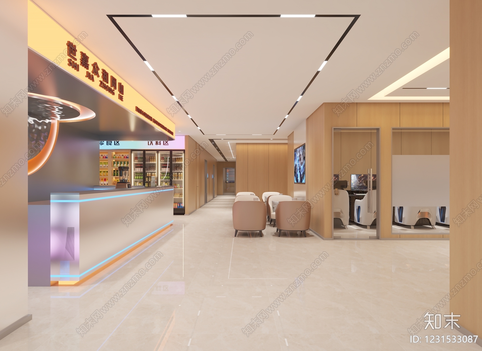 现代简约网吧网咖3D模型下载【ID:1231533087】