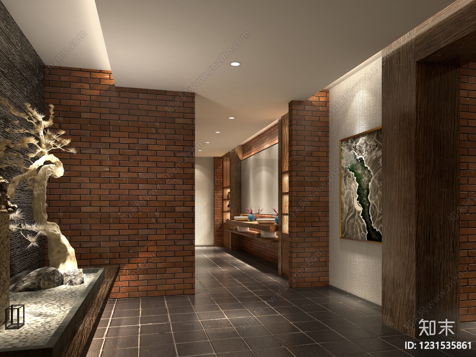 新中式酒店走廊3D模型下载【ID:1231535861】