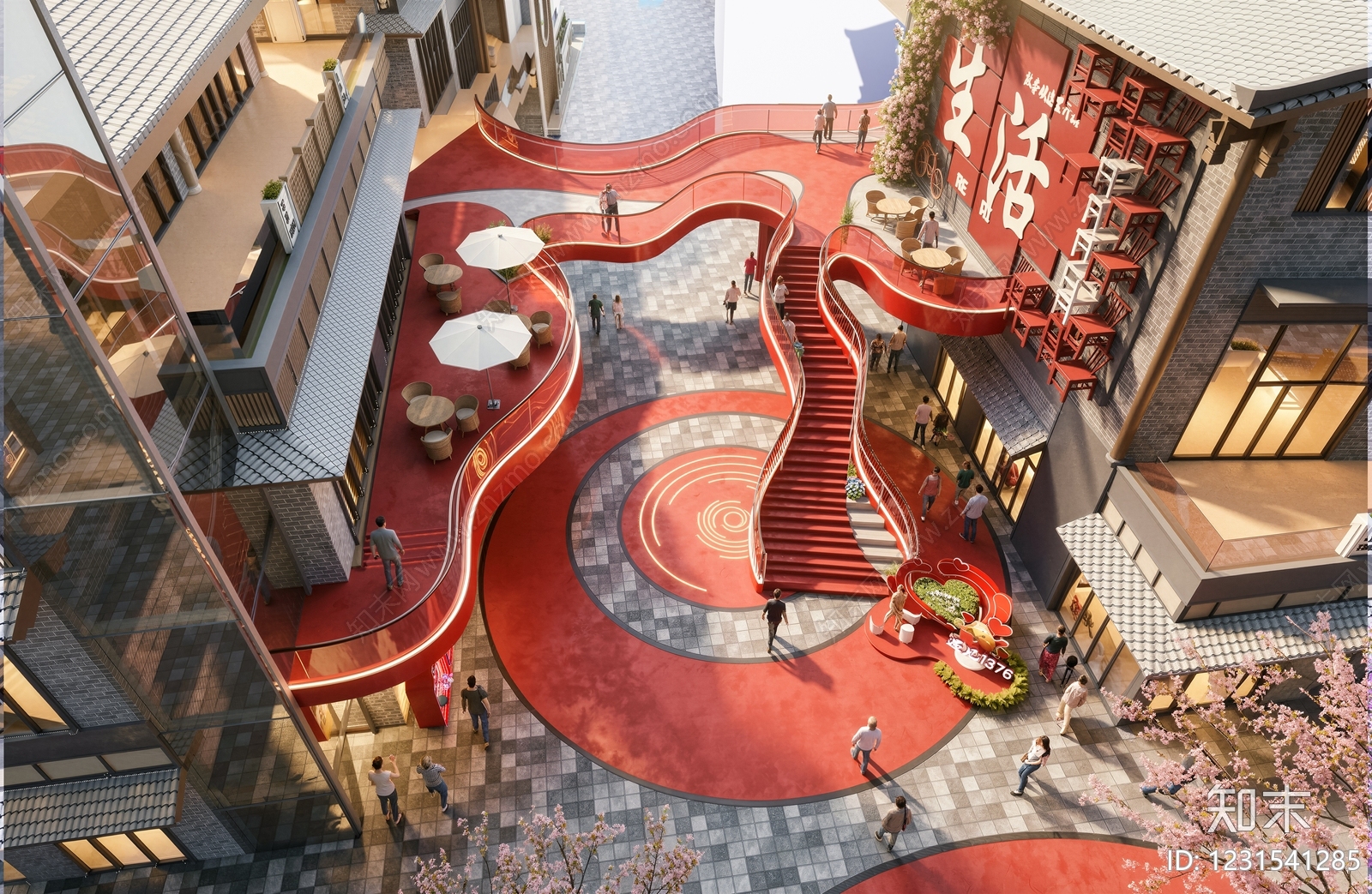 新中式景观商业景观3D模型下载【ID:1231541285】