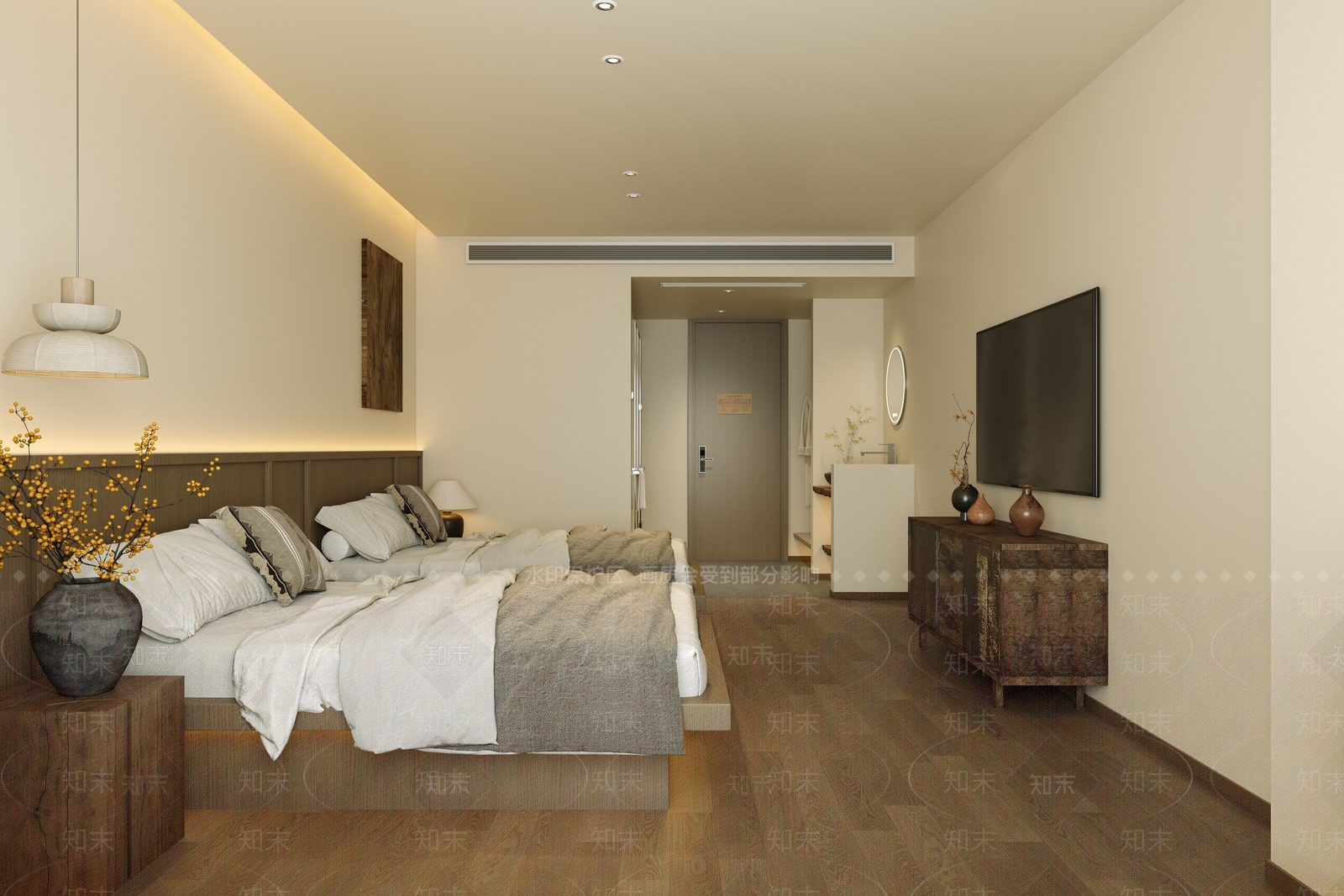 侘寂酒店客房3D模型下载【ID:1231543305】