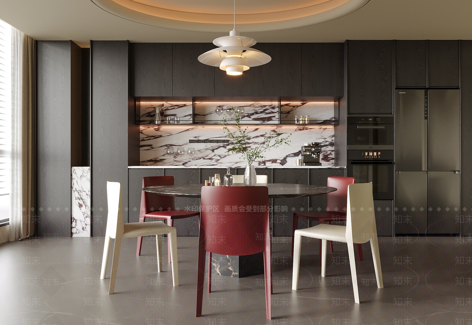意式极简家居餐厅3D模型下载【ID:1231544318】