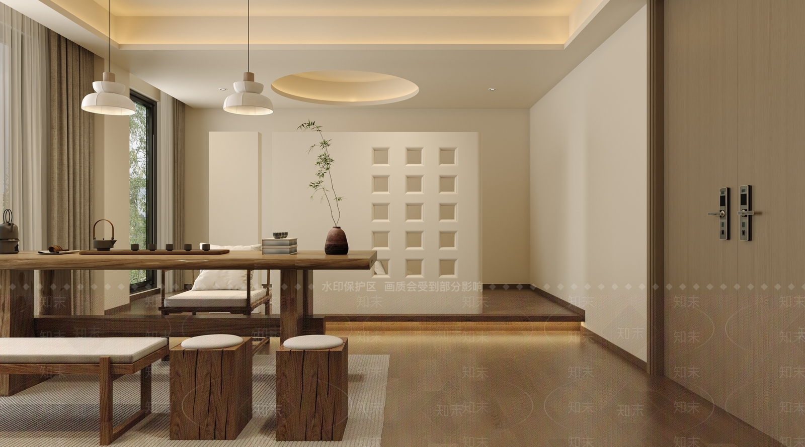 禅意酒店客房3D模型下载【ID:1231544547】