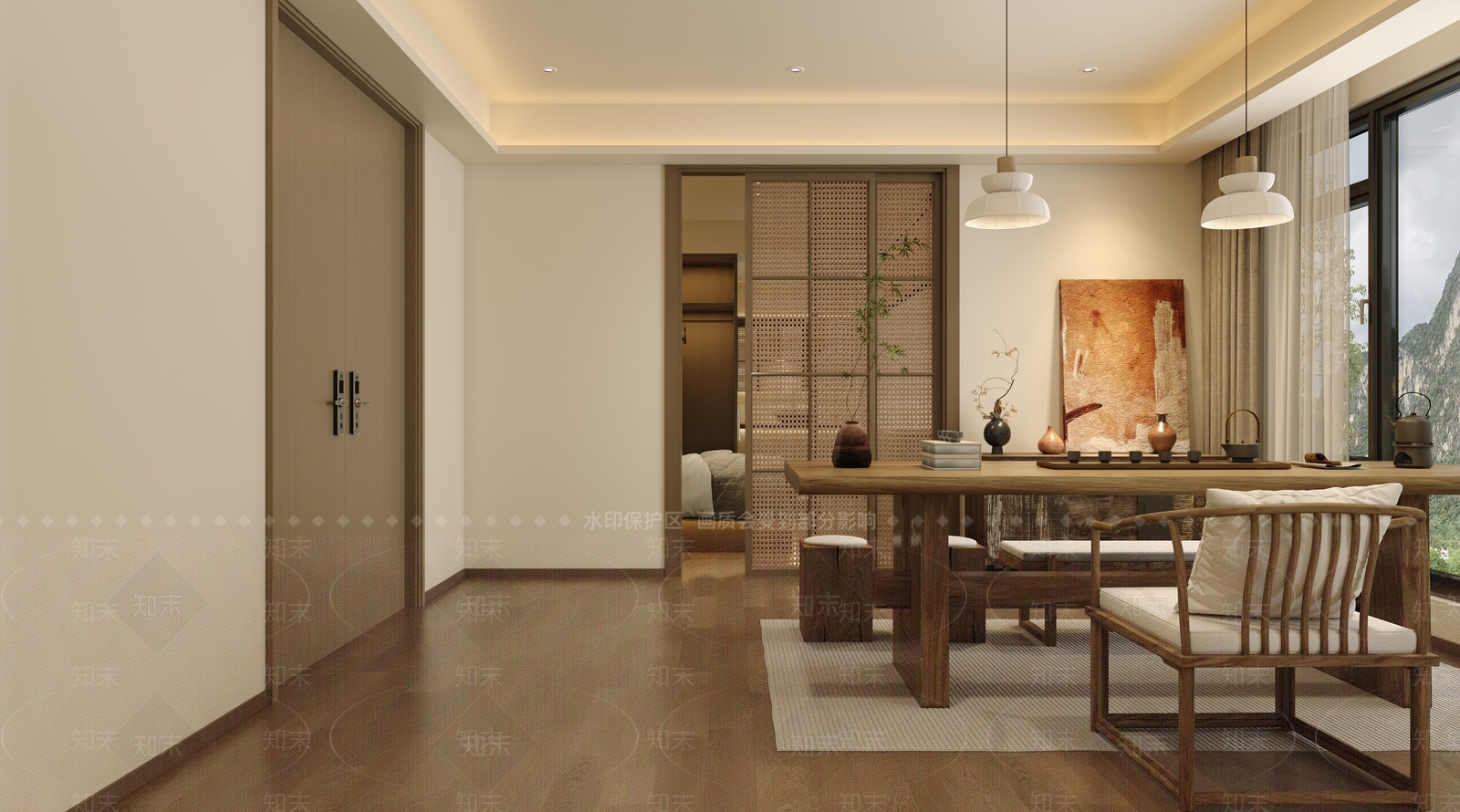 禅意酒店客房3D模型下载【ID:1231544547】