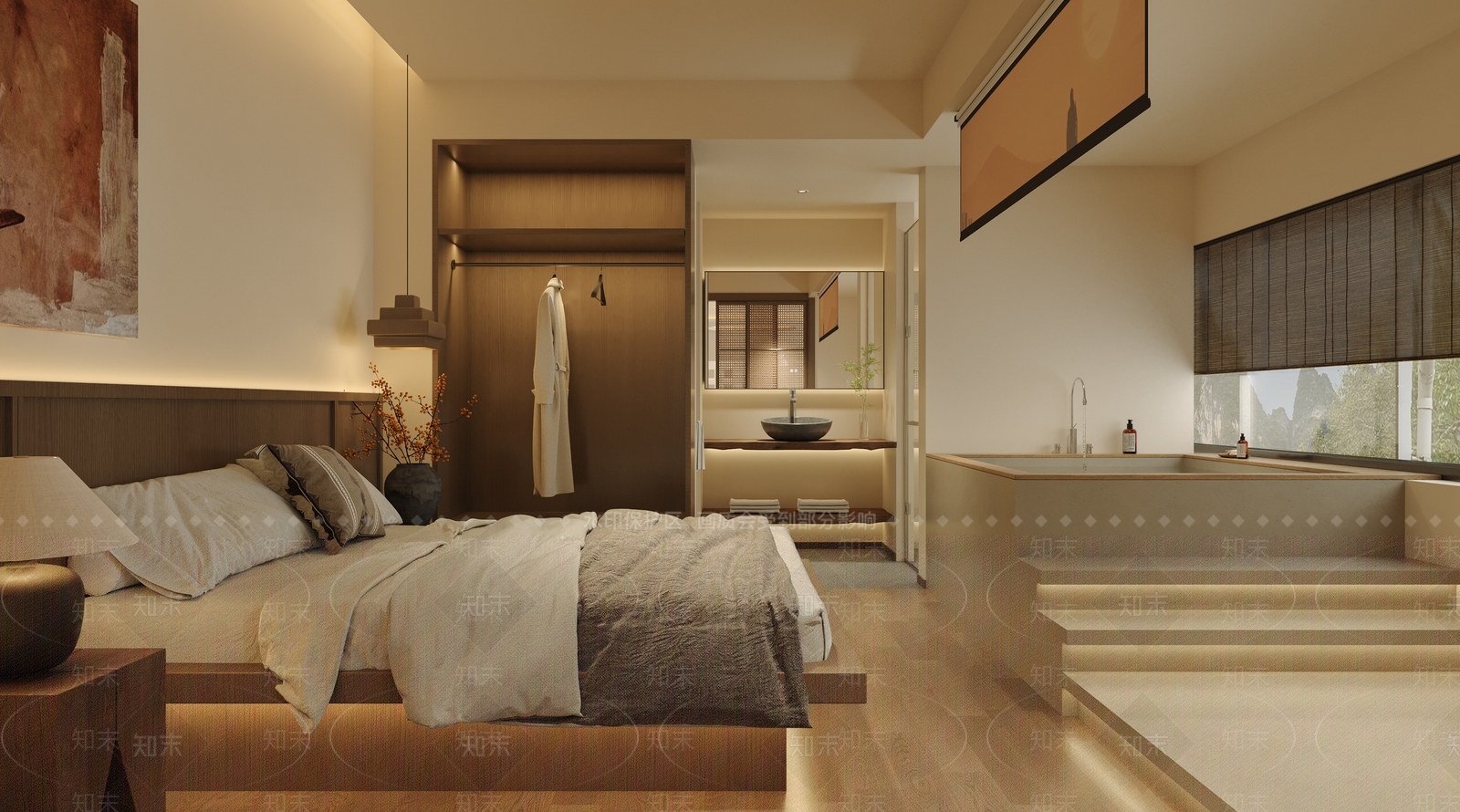 禅意酒店客房3D模型下载【ID:1231544547】