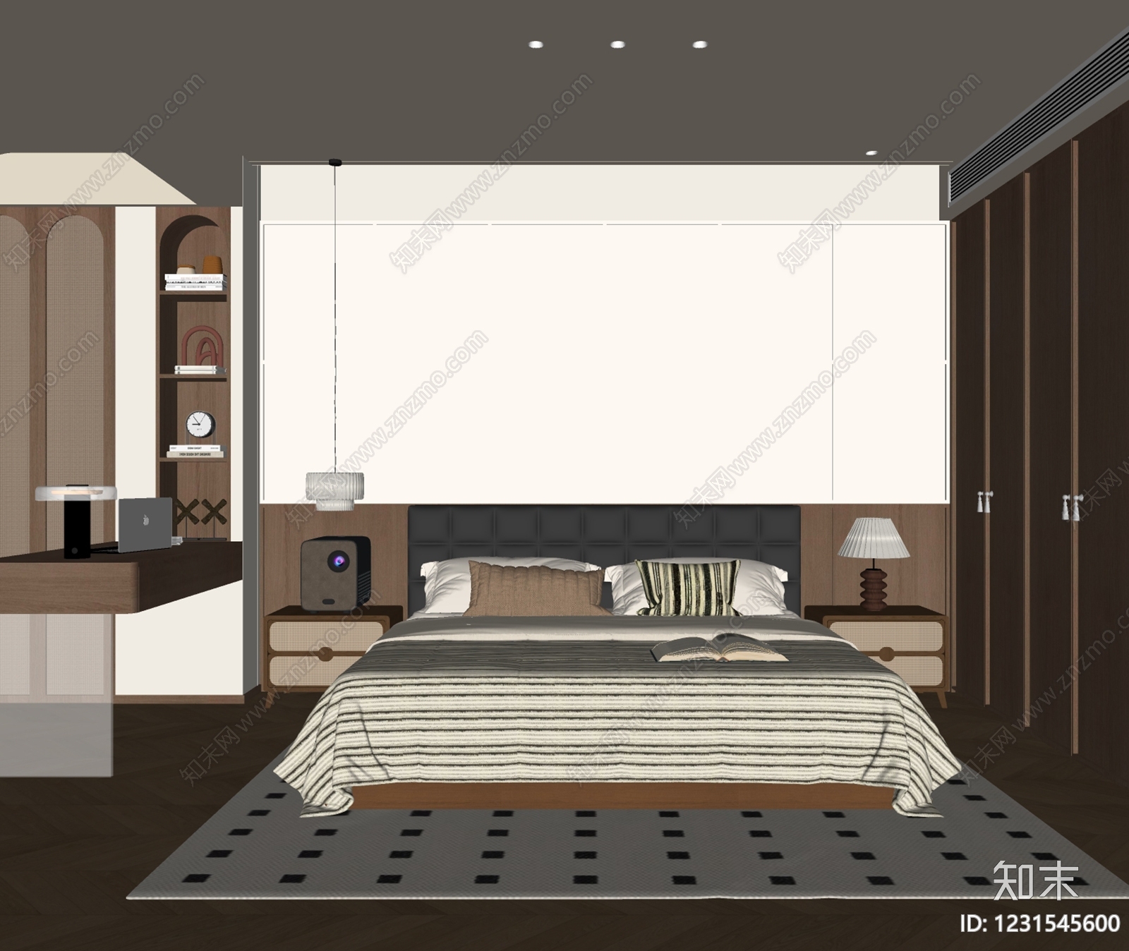 中古风主卧SU模型下载【ID:1231545600】