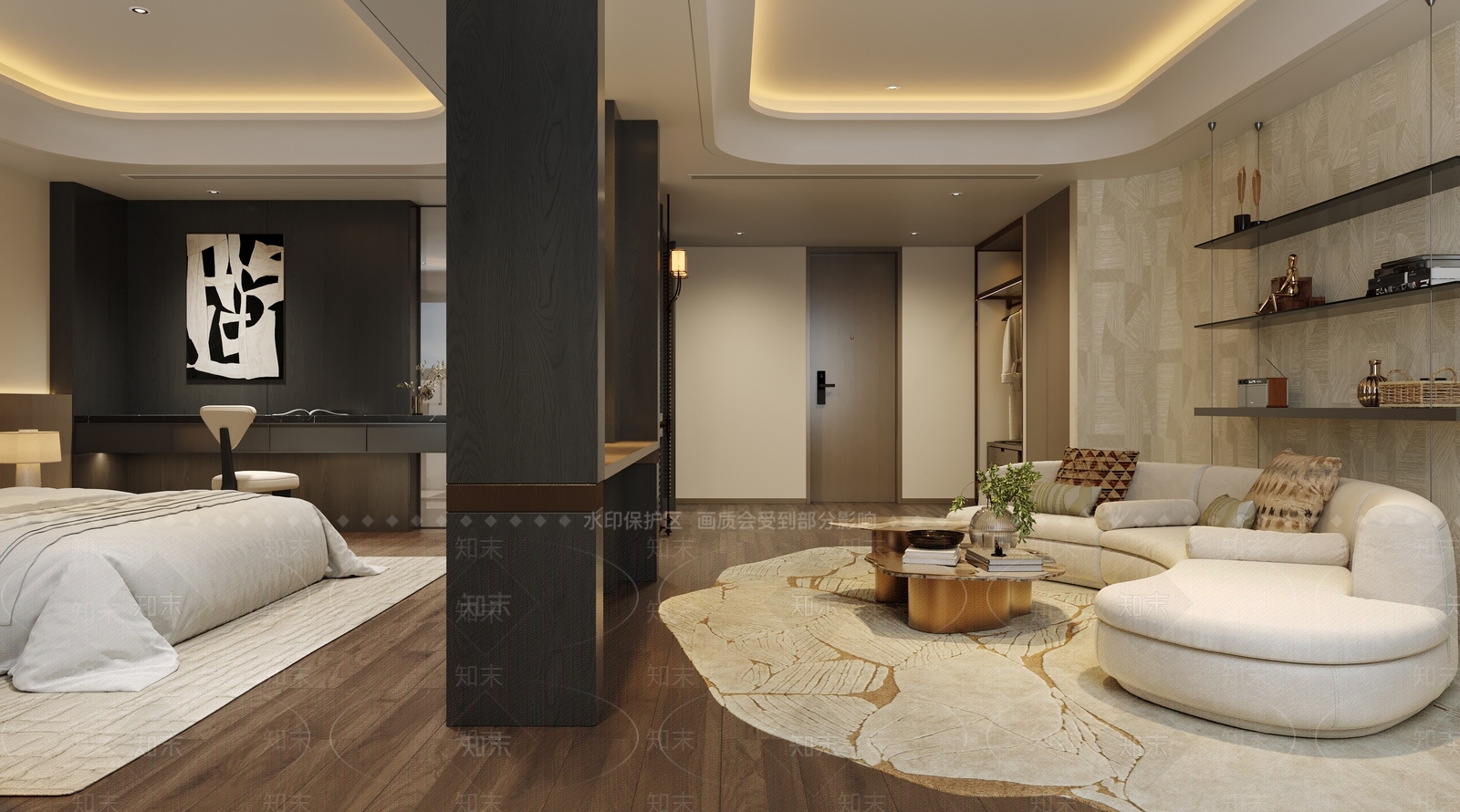 现代简约酒店客房3D模型下载【ID:1231546103】