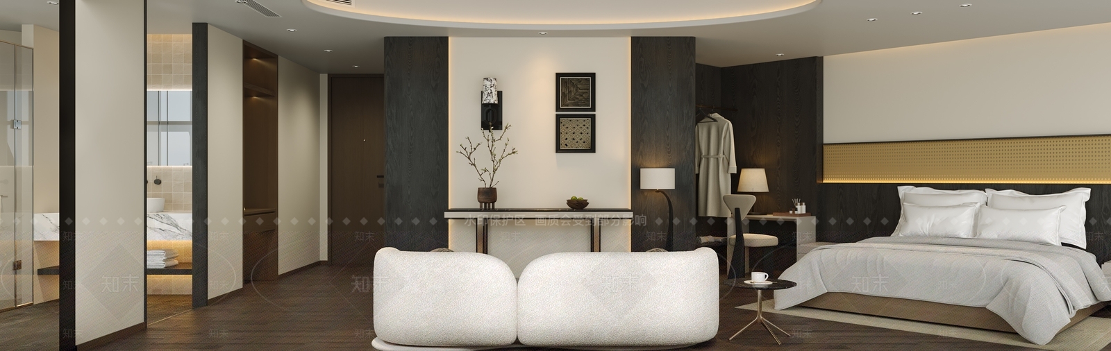 轻奢酒店客房3D模型下载【ID:1231546434】
