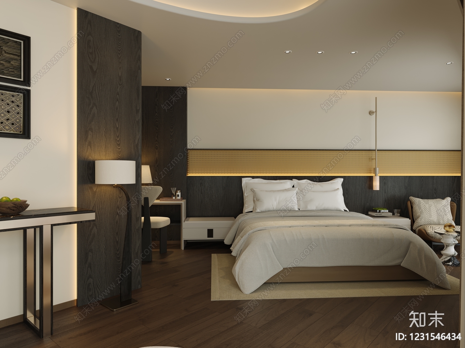 轻奢酒店客房3D模型下载【ID:1231546434】