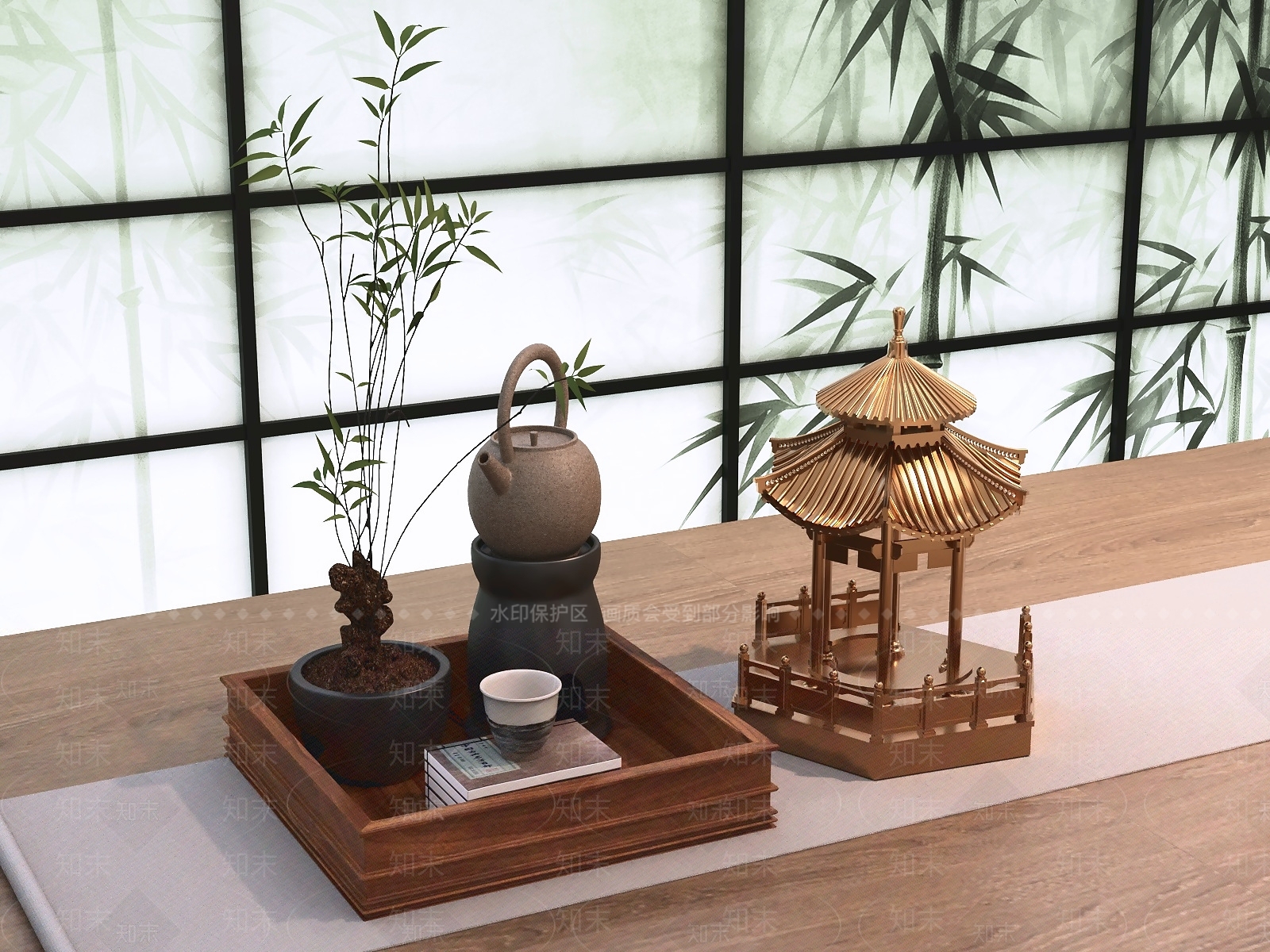 新中式摆件组合3D模型下载【ID:1231546587】