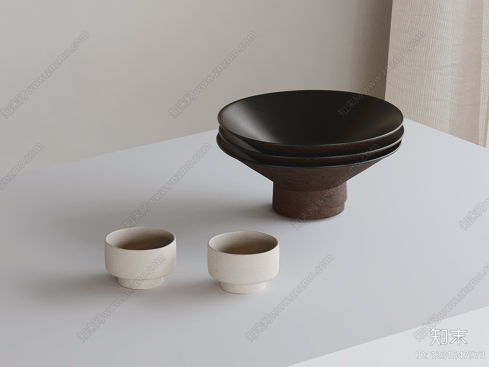 侘寂茶具SU模型下载【ID:1231547973】