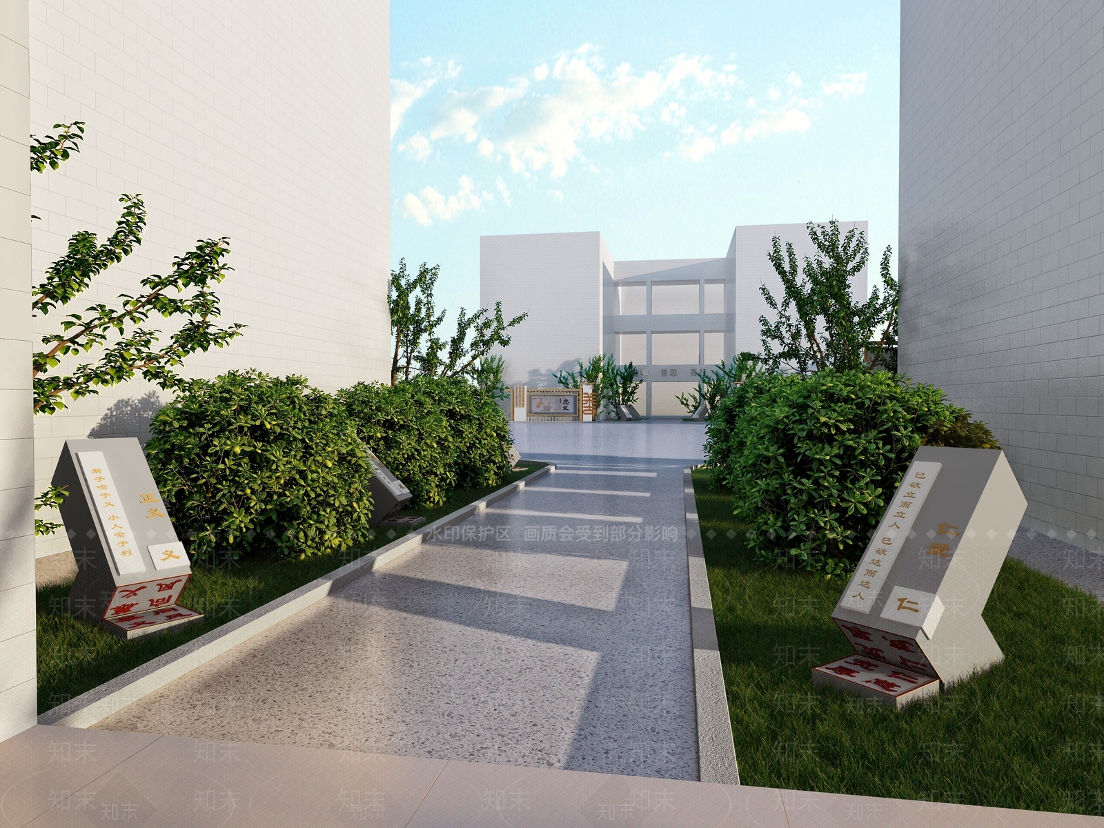 新中式景观教育校园景观3D模型下载【ID:1231548763】