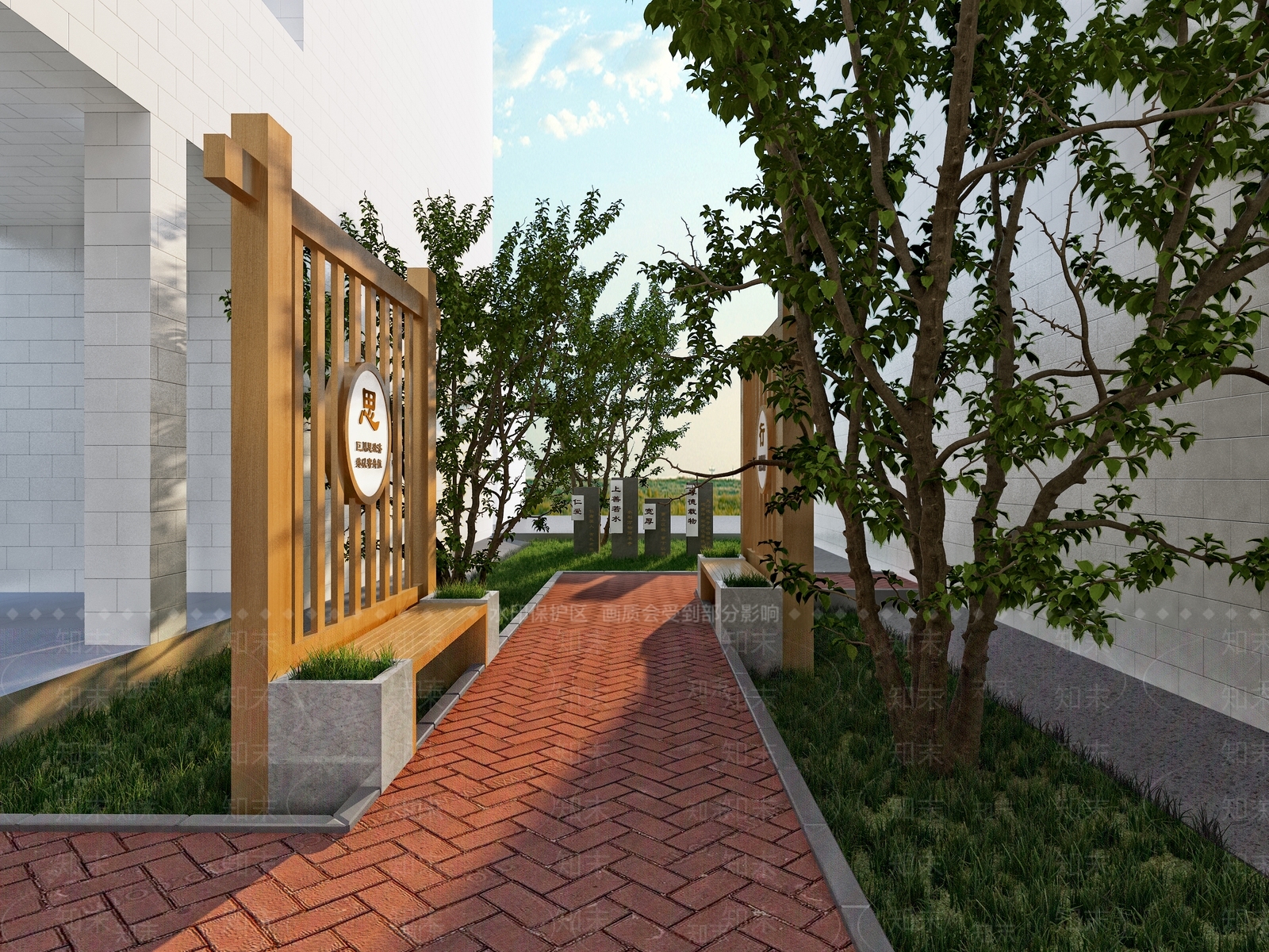 新中式景观教育校园景观3D模型下载【ID:1231548763】