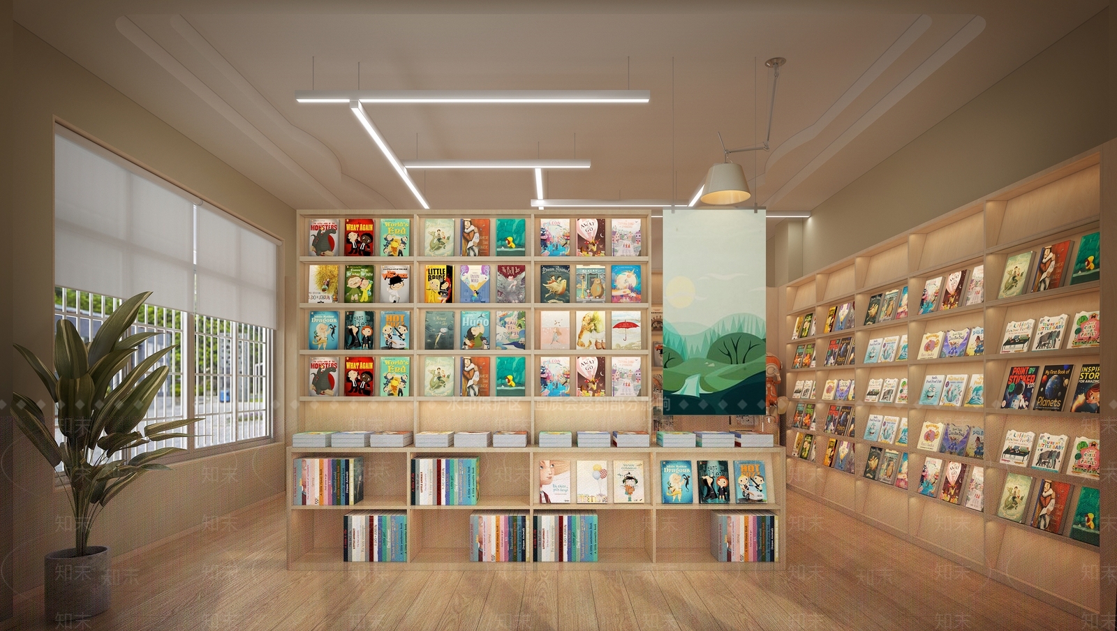 原木风书店3D模型下载【ID:1231549763】