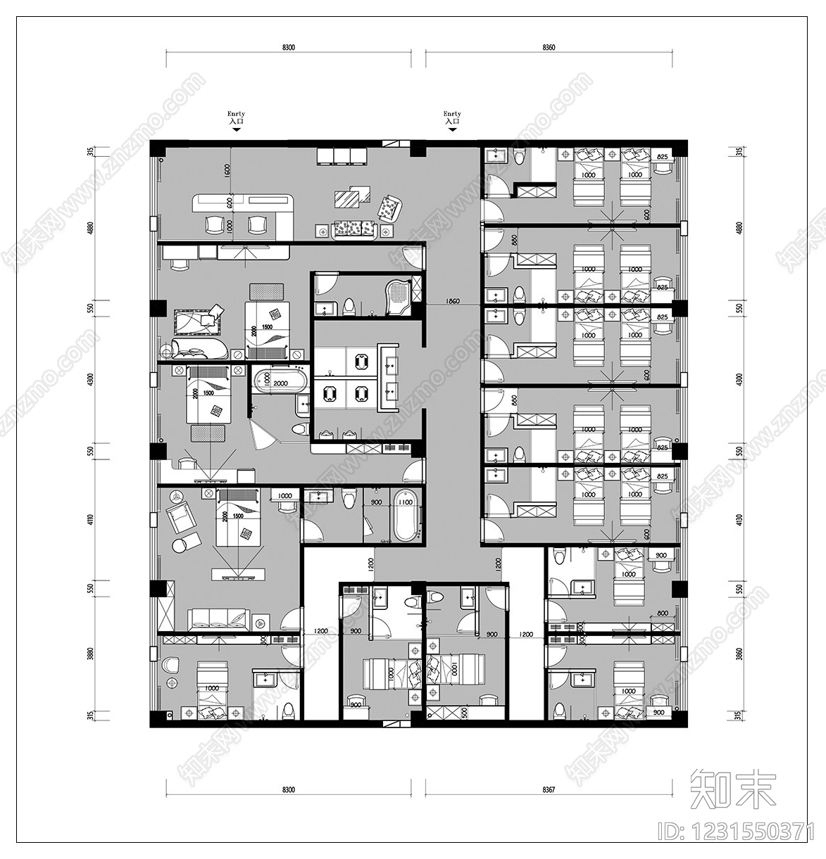 酒店客房CAD图纸