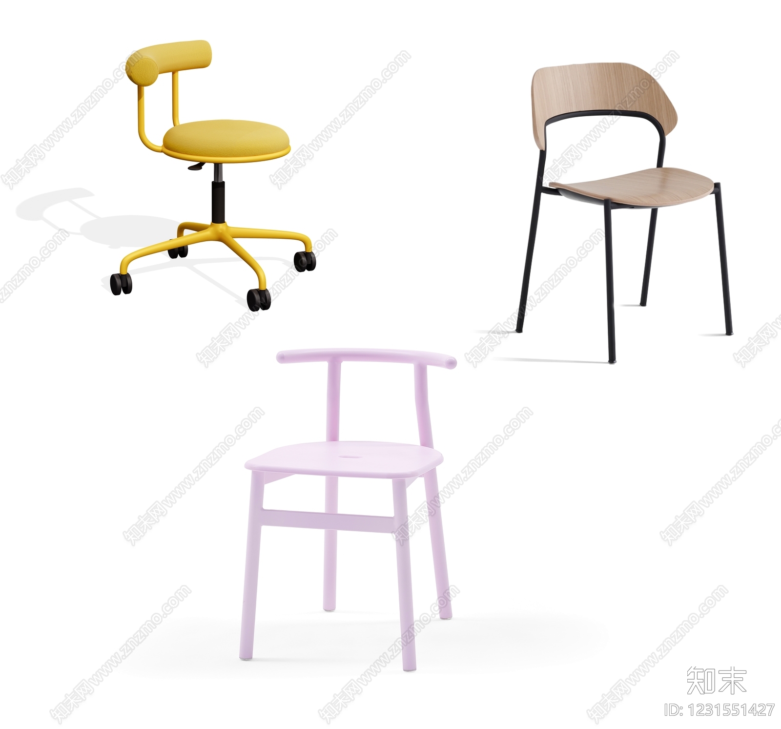 北欧餐椅SU模型下载【ID:1231551427】