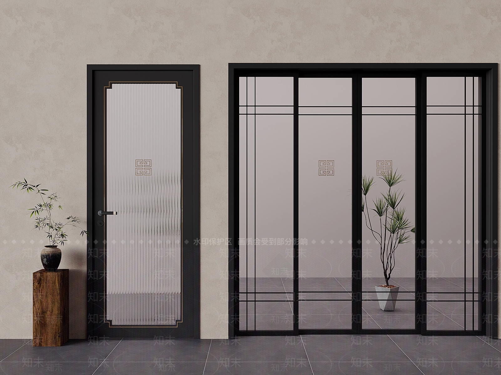 新中式推拉门3D模型下载【ID:1231551589】