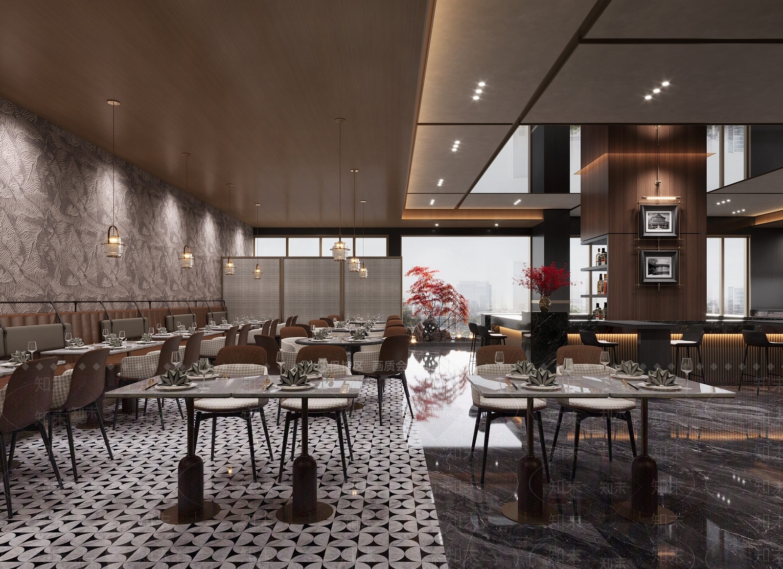 轻奢酒店餐厅3D模型下载【ID:1231552054】