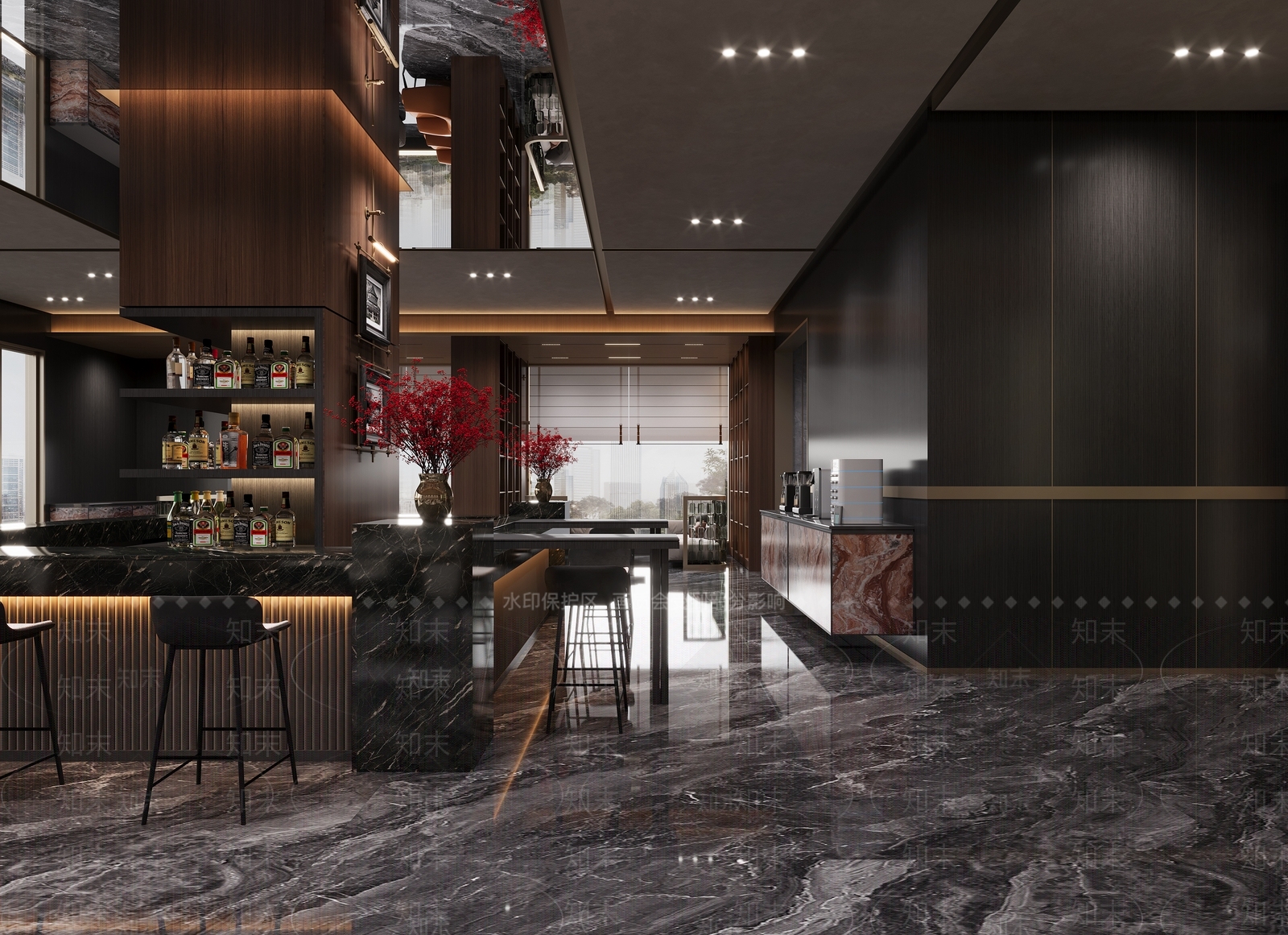 轻奢酒店餐厅3D模型下载【ID:1231552054】