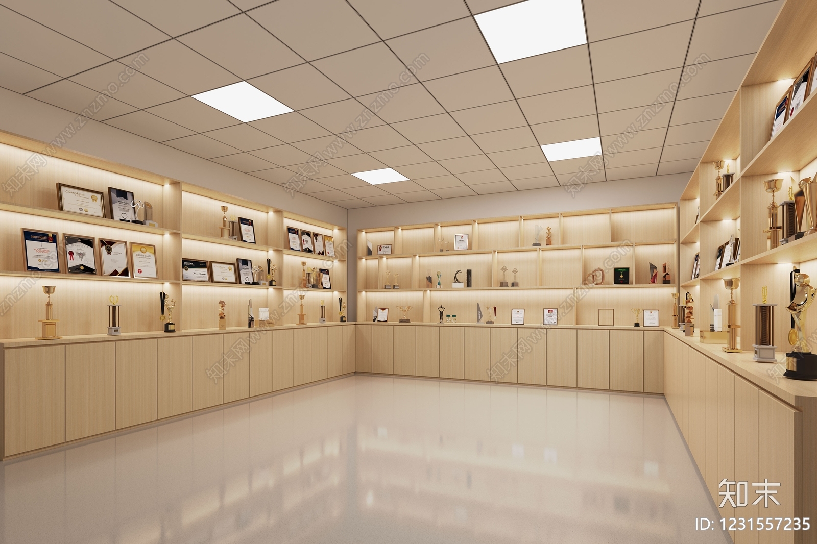 原木风企业文化展厅3D模型下载【ID:1231557235】