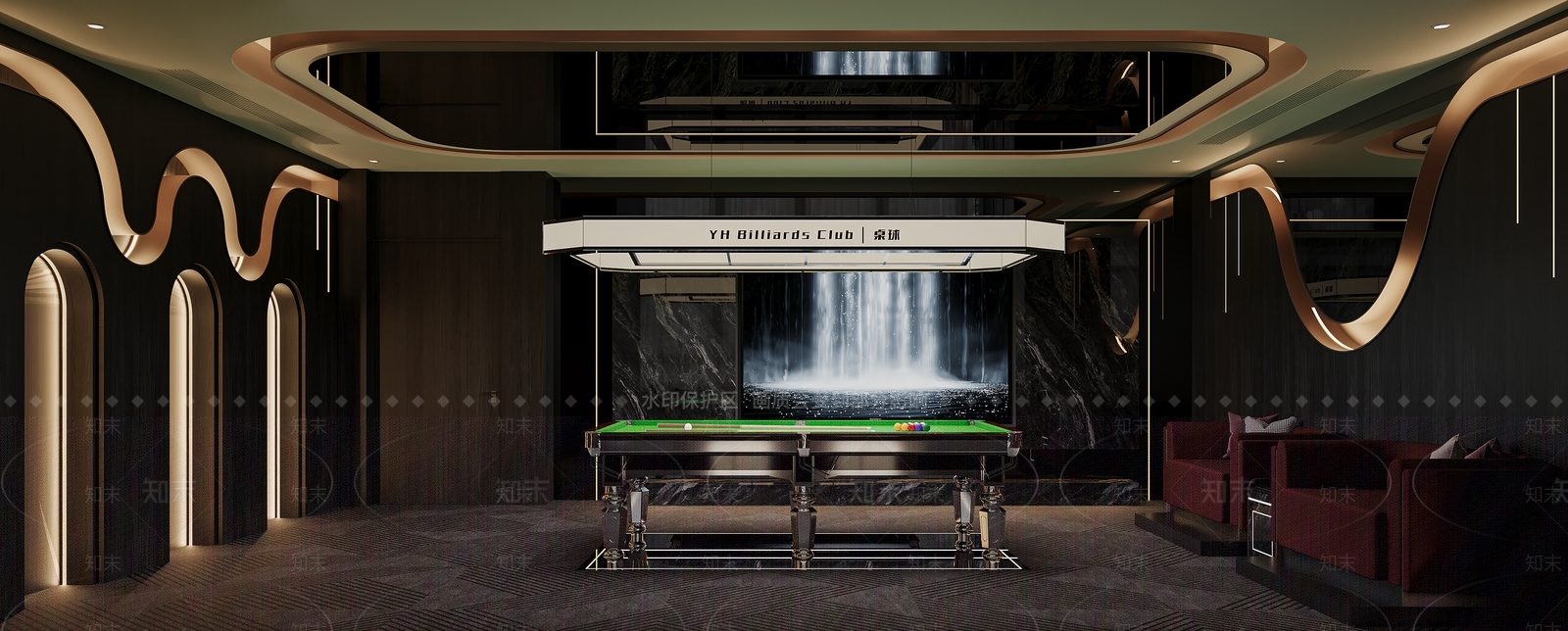 轻奢台球室3D模型下载【ID:1231558355】