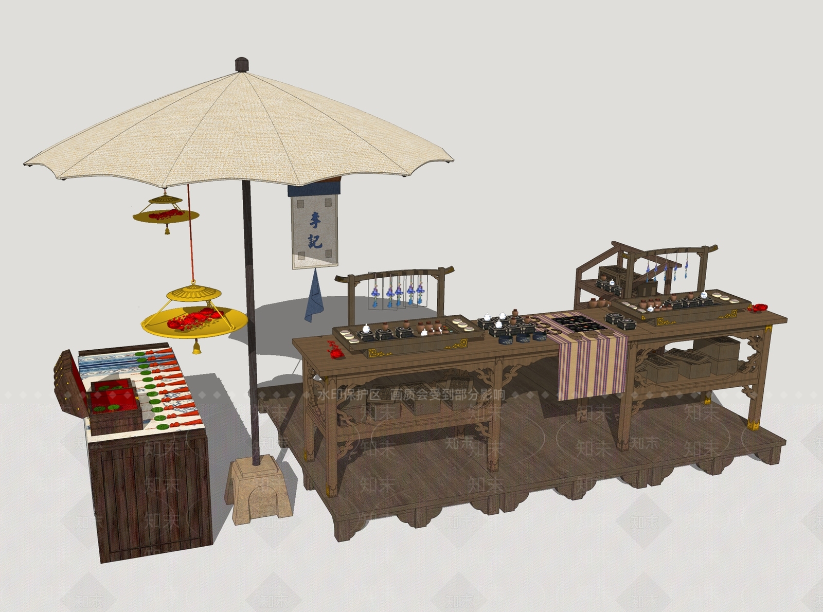 中式文旅美陈SU模型下载【ID:1231558769】